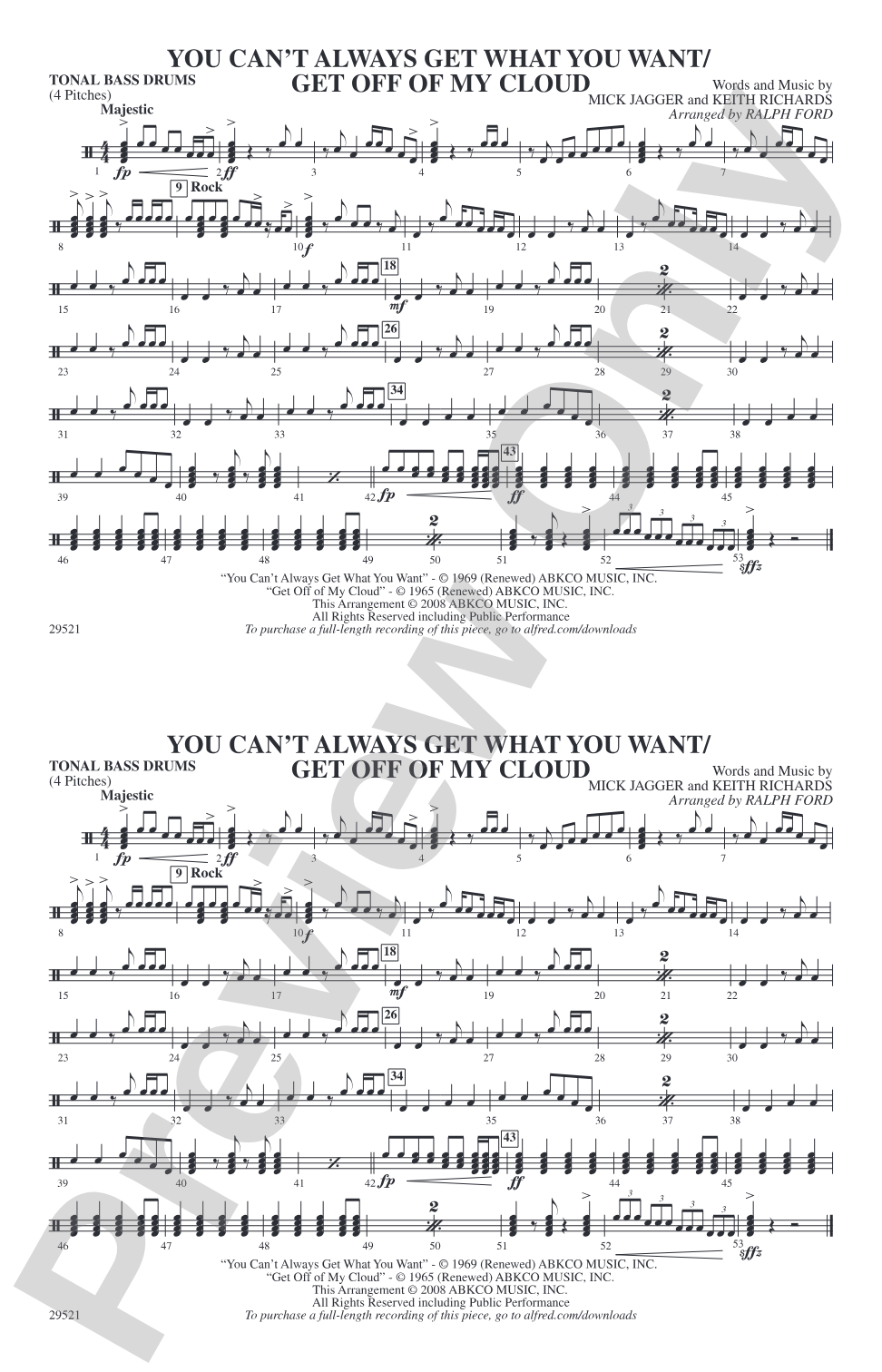 You Can't Always Get What You Want / Get Off of My Cloud: Tonal Bass Drum
