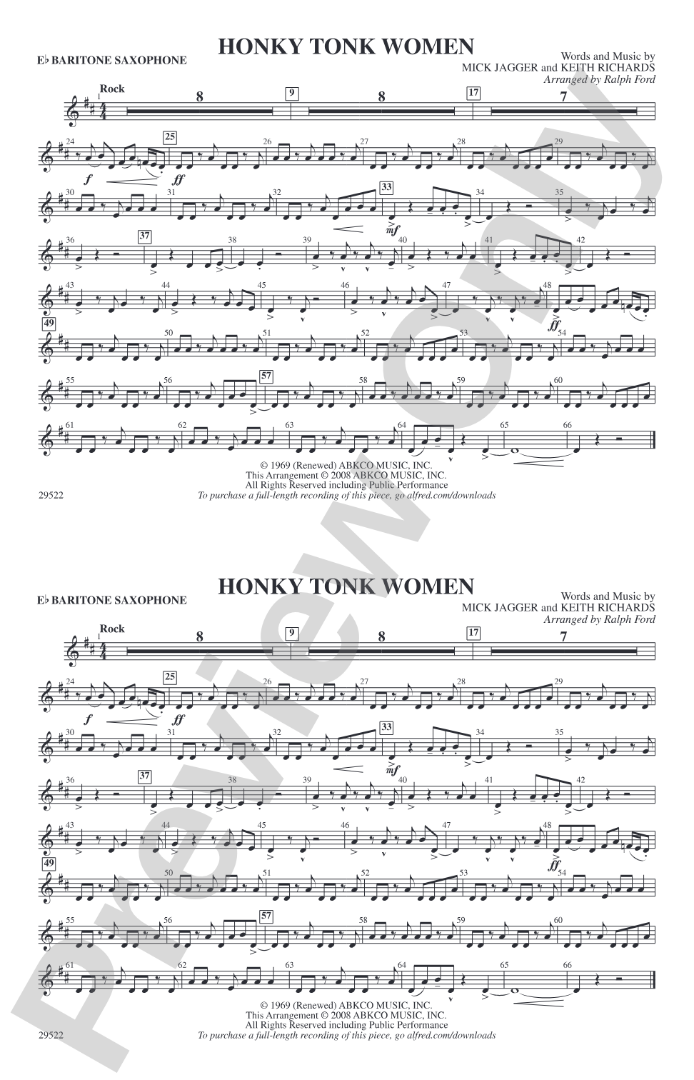 Honky Tonk Women: E-flat Baritone Saxophone