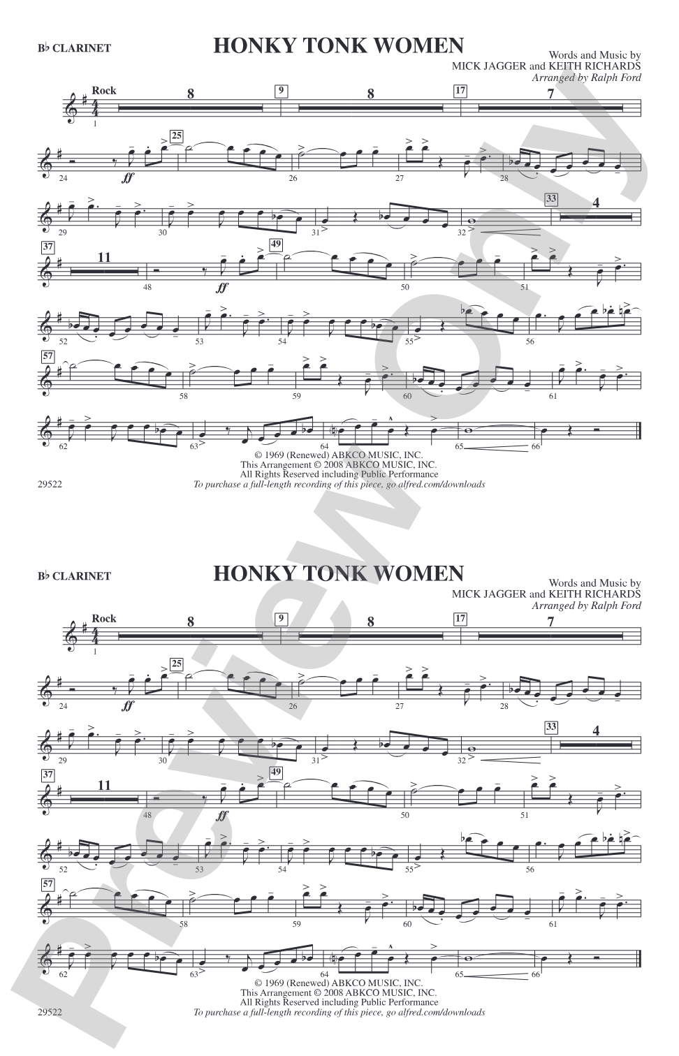 Honky Tonk Women: 1st B-flat Clarinet