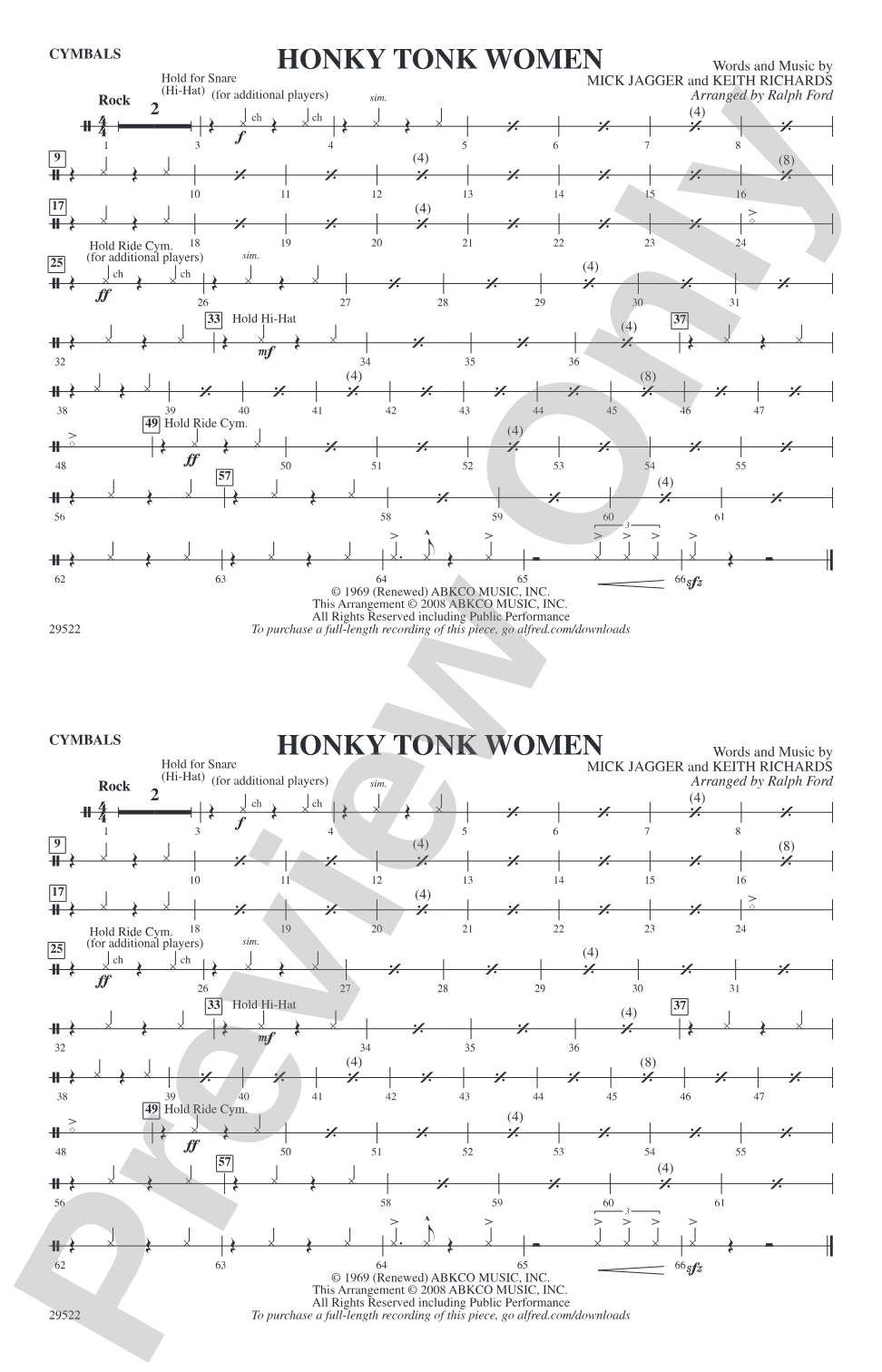 Honky Tonk Women: Cymbals
