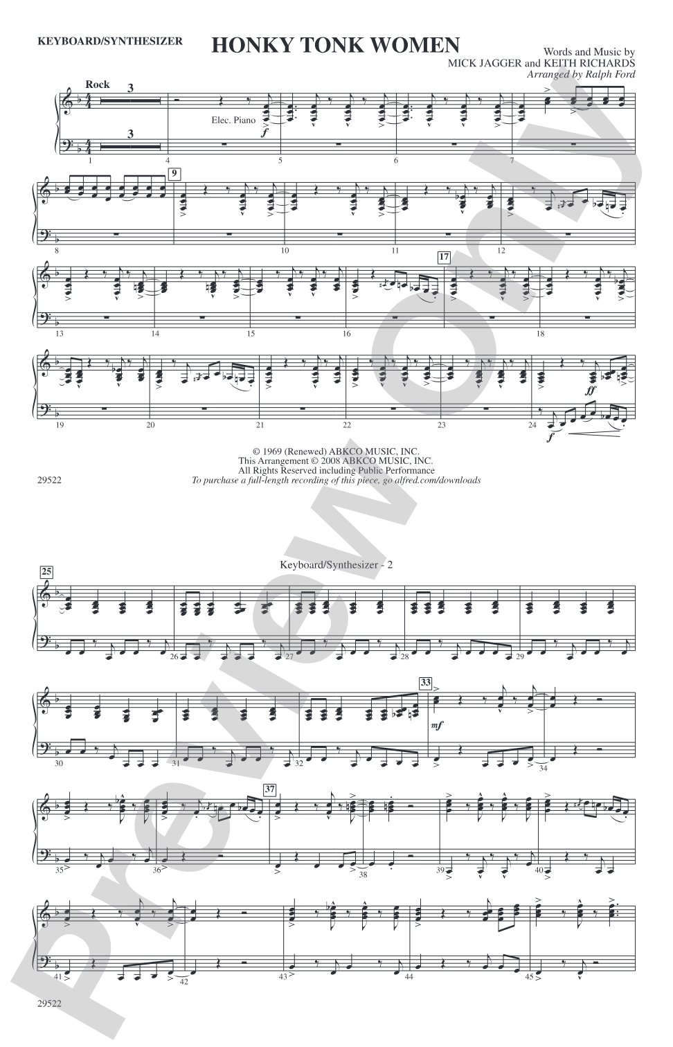 Honky Tonk Women: Keyboard/Synthesizer