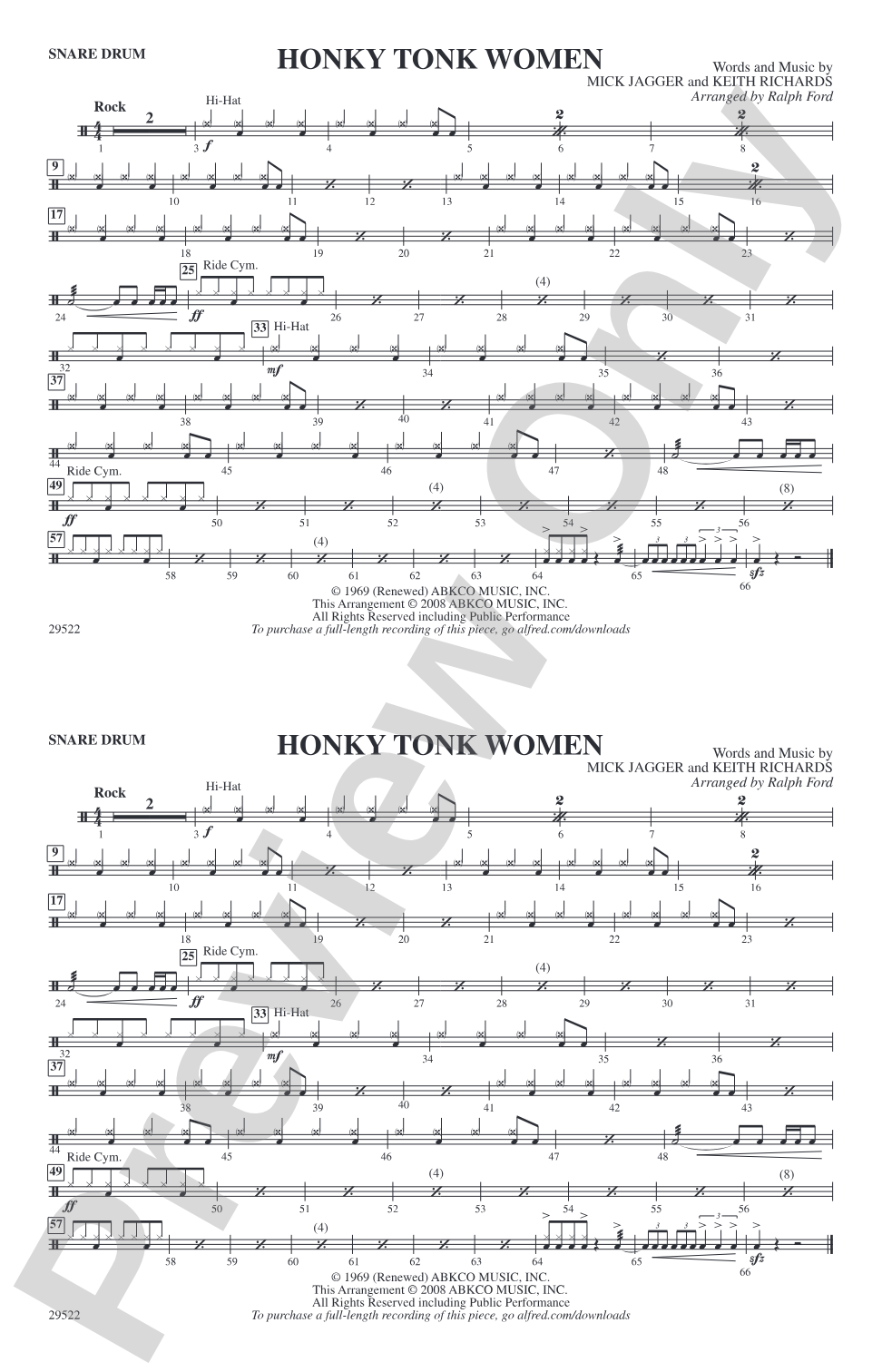 Honky Tonk Women: Snare Drum