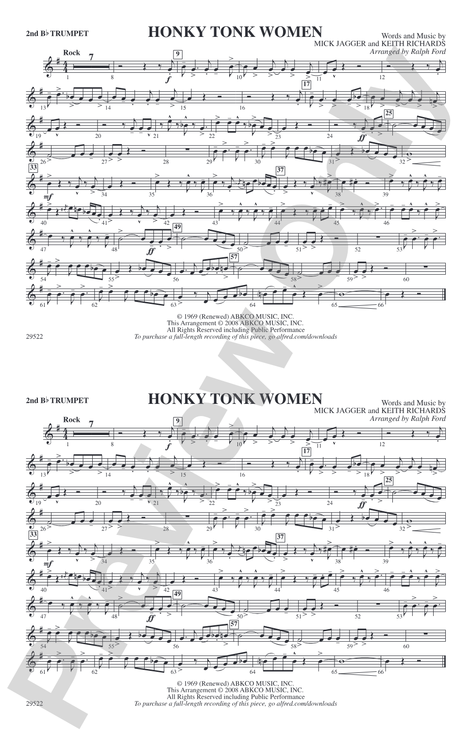 Honky Tonk Women: 2nd B-flat Trumpet