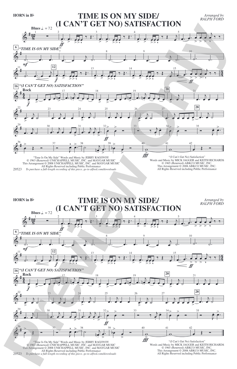 Time Is on My Side / Satisfaction: Horn in B flat