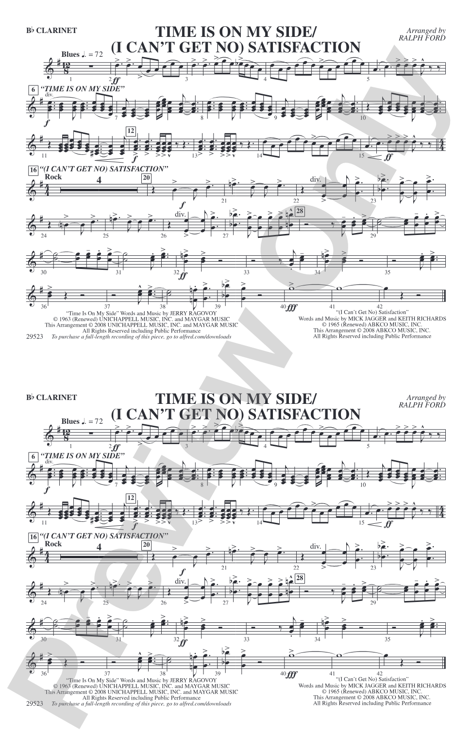 Time Is on My Side / Satisfaction: 1st B-flat Clarinet
