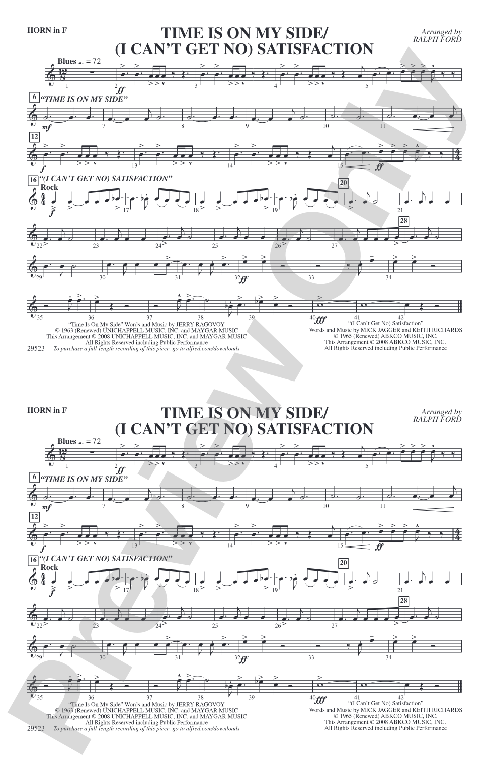 Time Is on My Side / Satisfaction: 1st F Horn