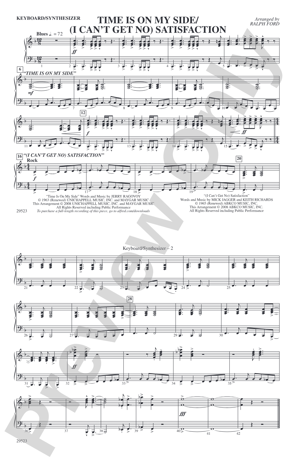 Time Is on My Side / Satisfaction: Keyboard/Synthesizer