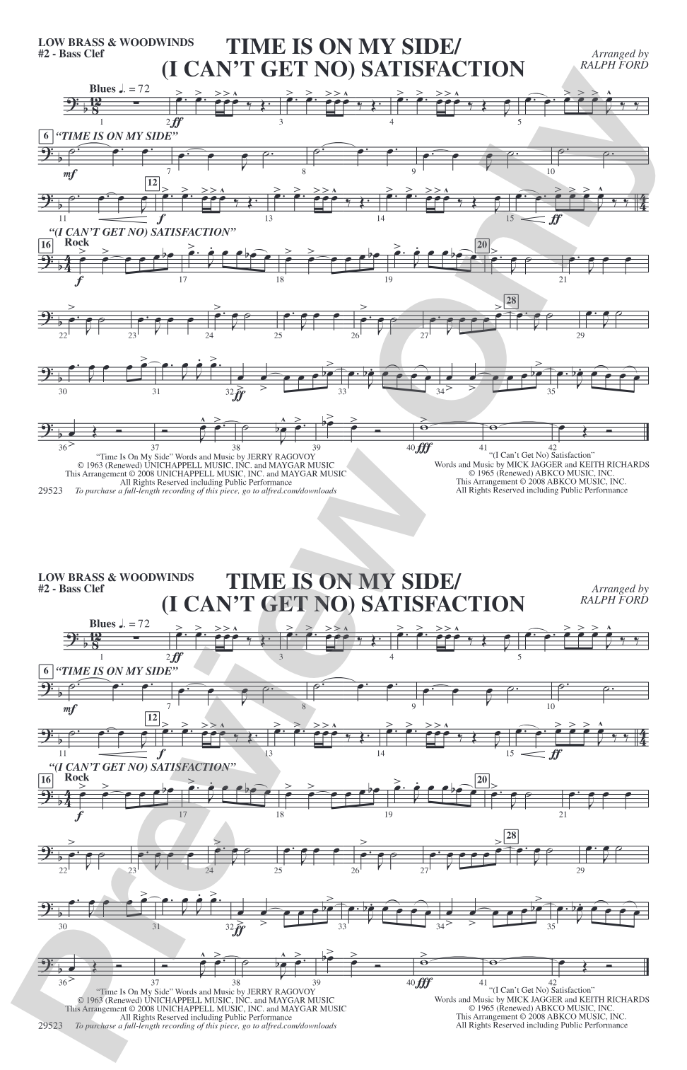Time Is on My Side / Satisfaction: Low Brass & Woodwinds #2 - Bass Clef