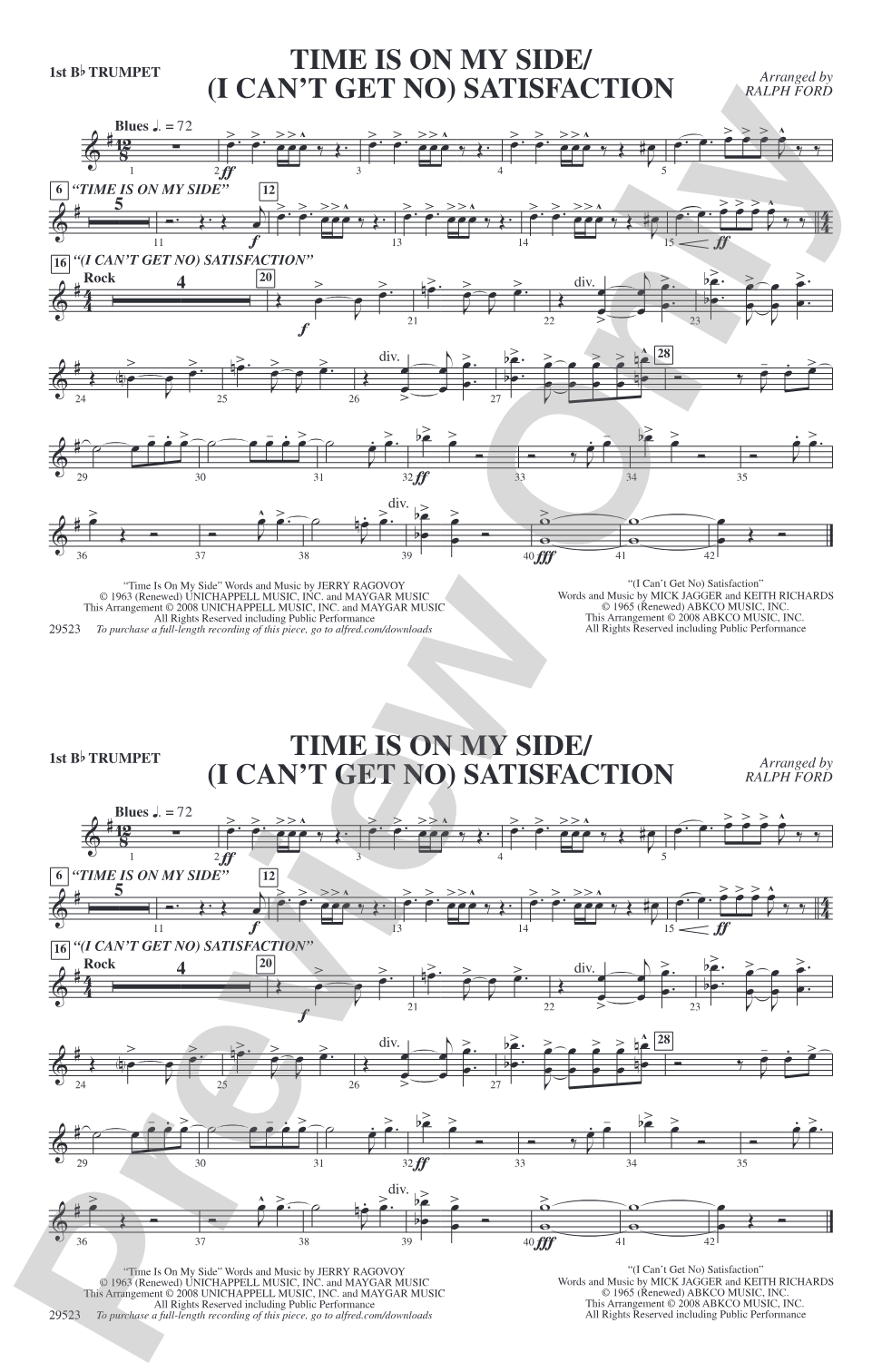Time Is on My Side / Satisfaction: 1st B-flat Trumpet