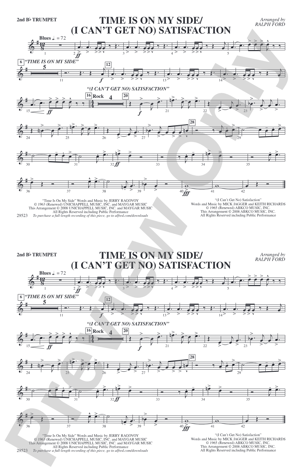 Time Is on My Side / Satisfaction: 2nd B-flat Trumpet