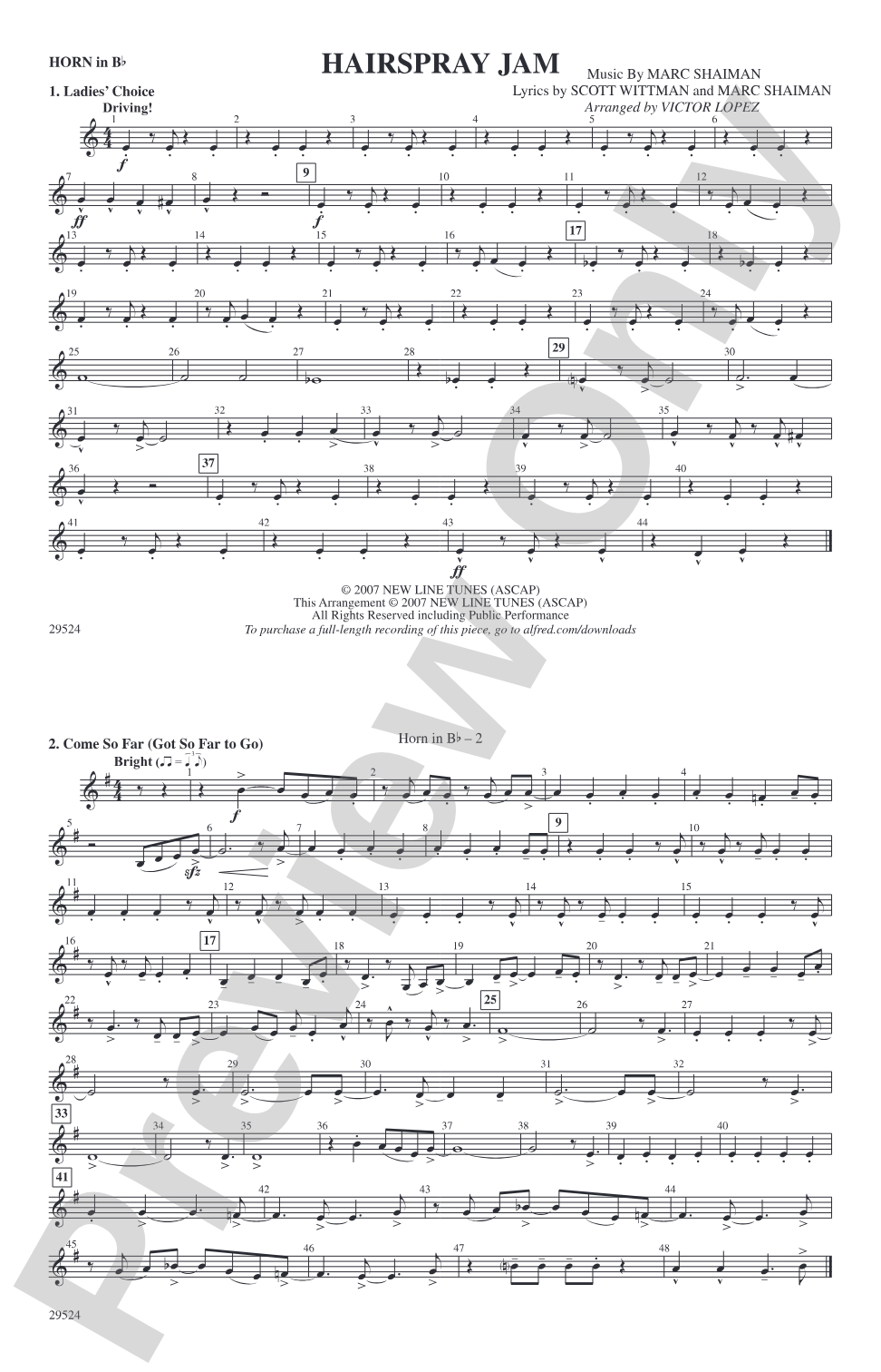 Hairspray Jam: Horn in B flat