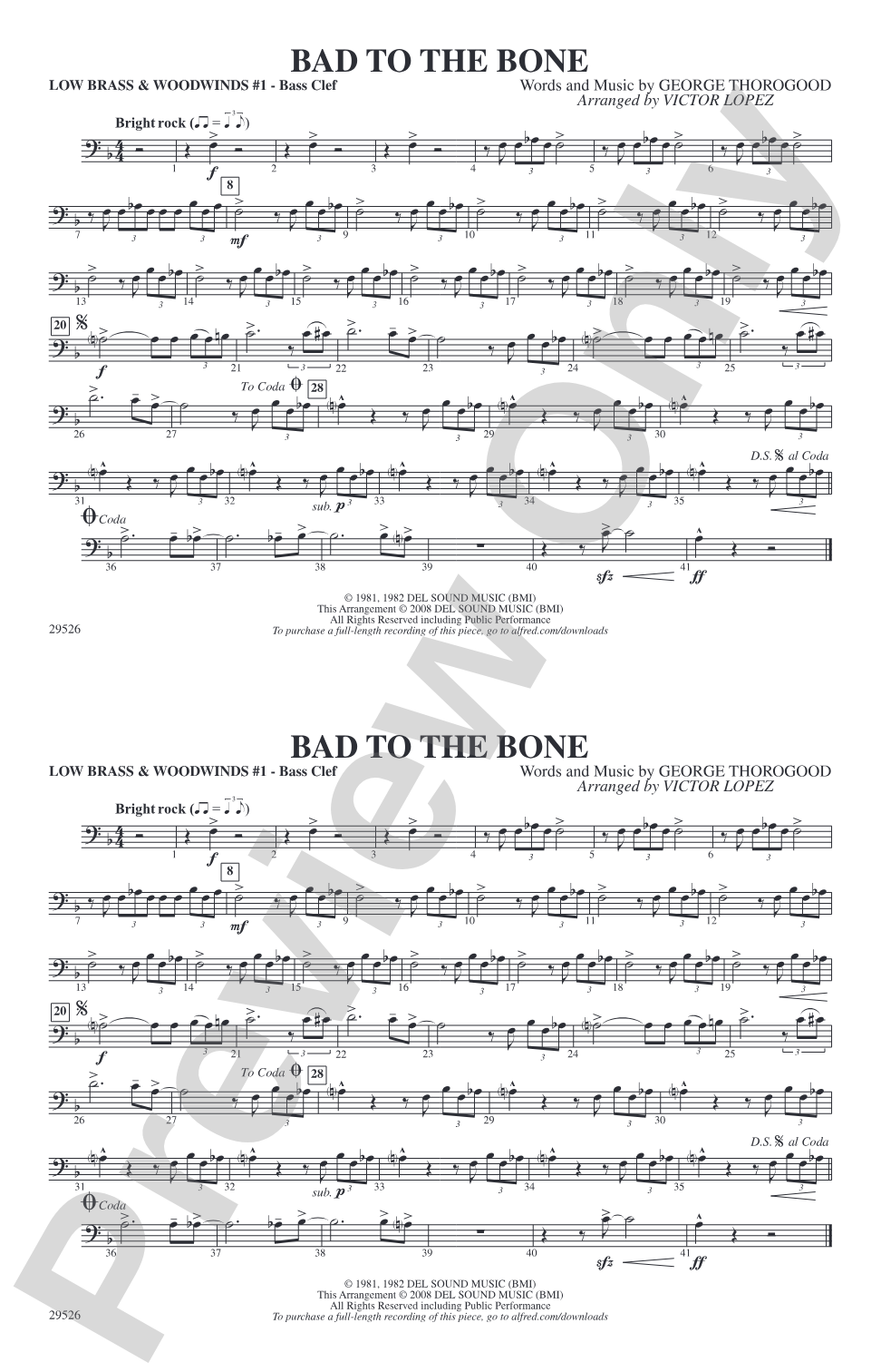 Bad to the Bone: Low Brass & Woodwinds #1 - Bass Clef
