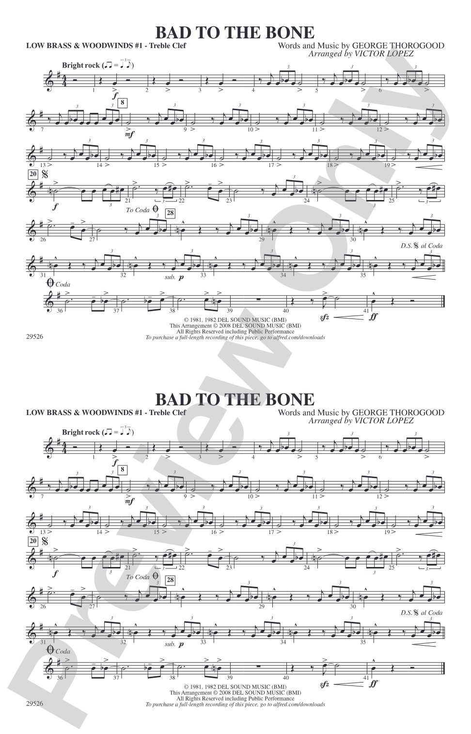 Bad to the Bone: Low Brass & Woodwinds #1 - Treble Clef