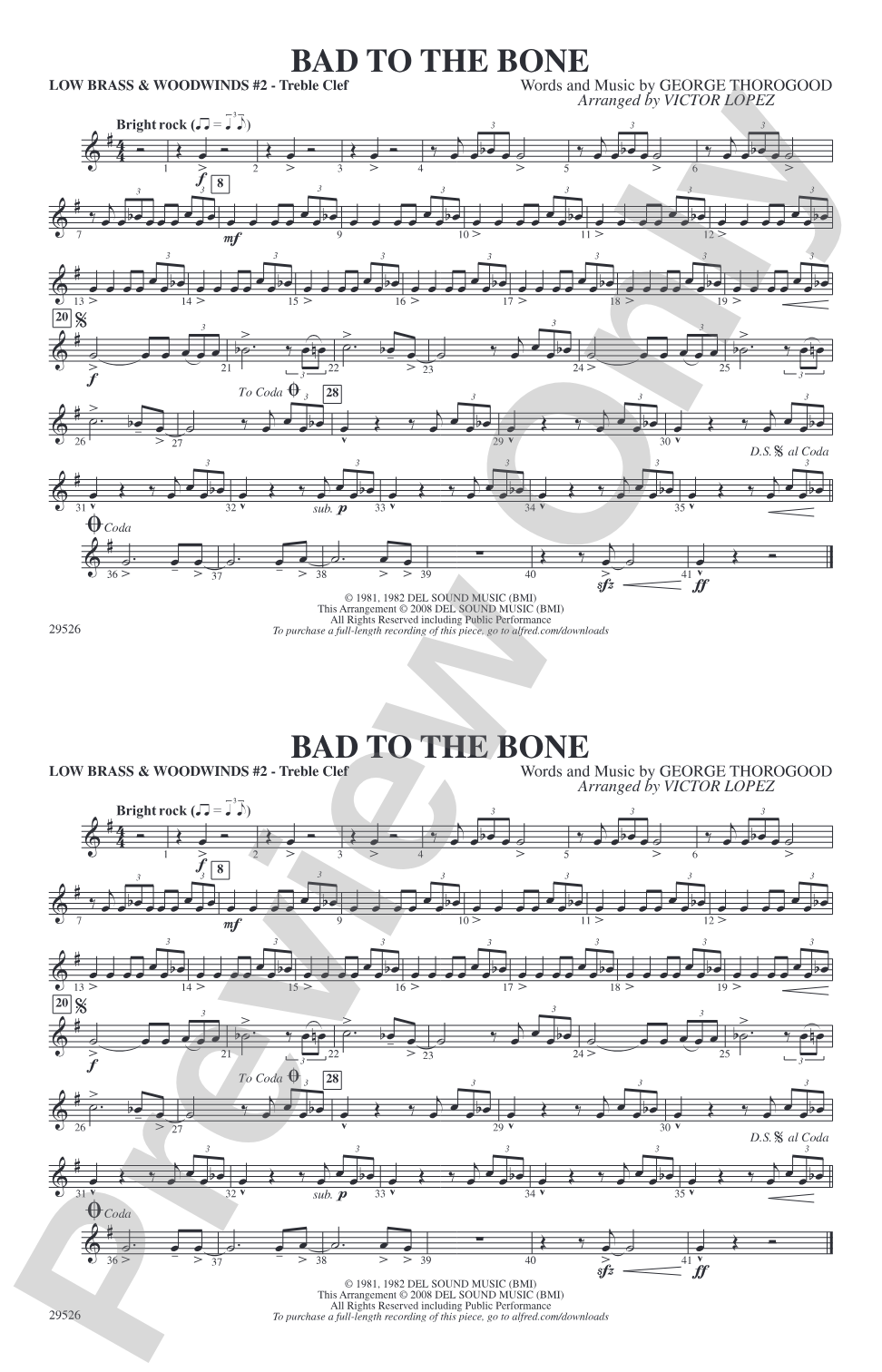 Bad to the Bone: Low Brass & Woodwinds #2 - Treble Clef