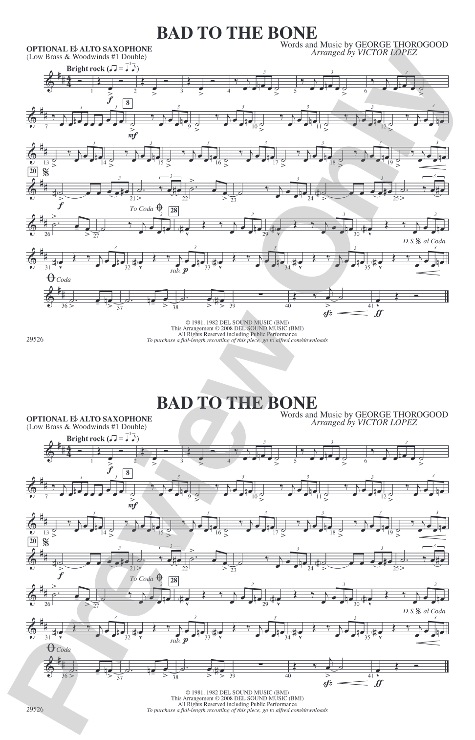 Bad to the Bone: Optional Alto Sax