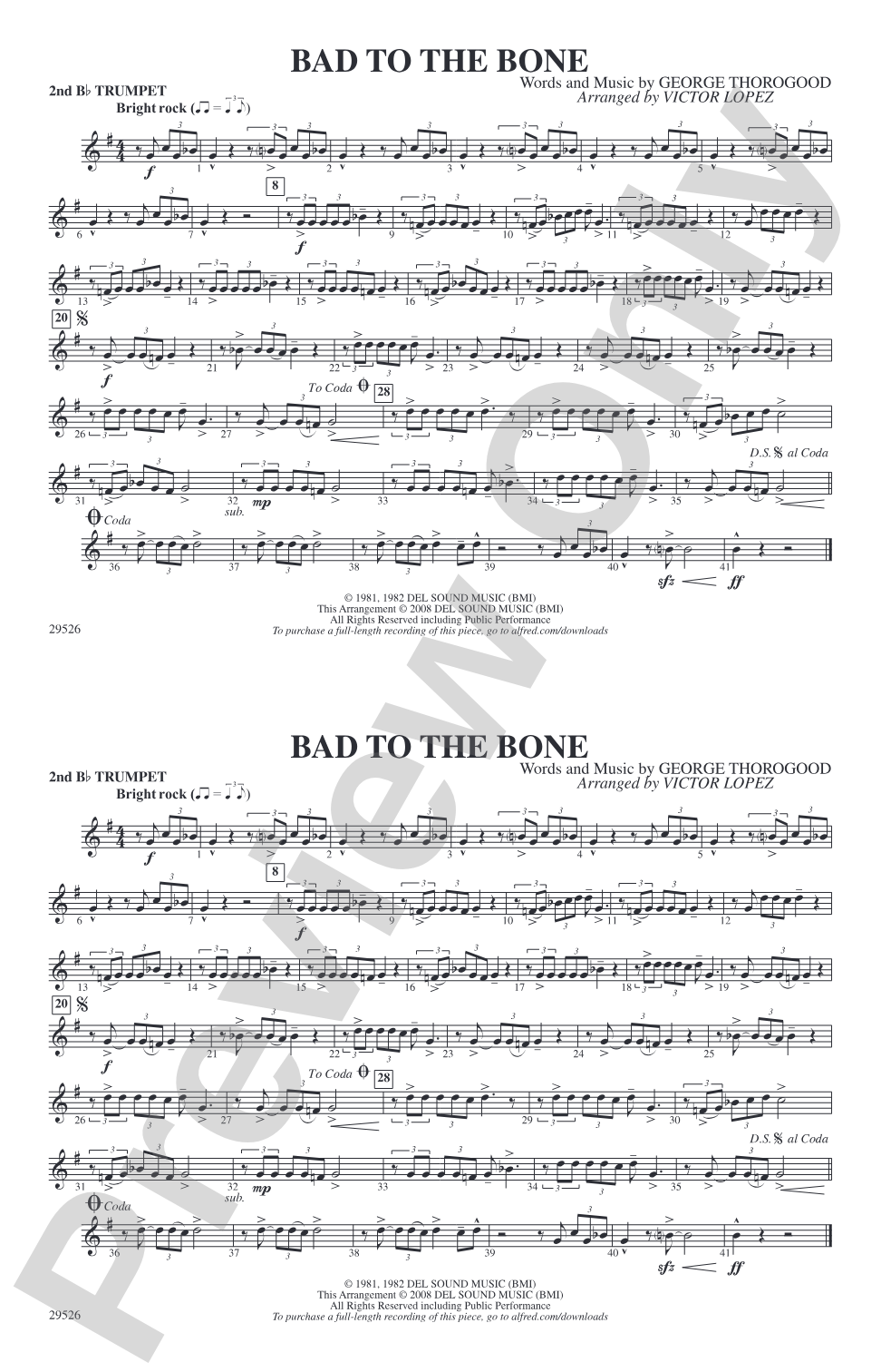 Bad to the Bone: 2nd B-flat Trumpet