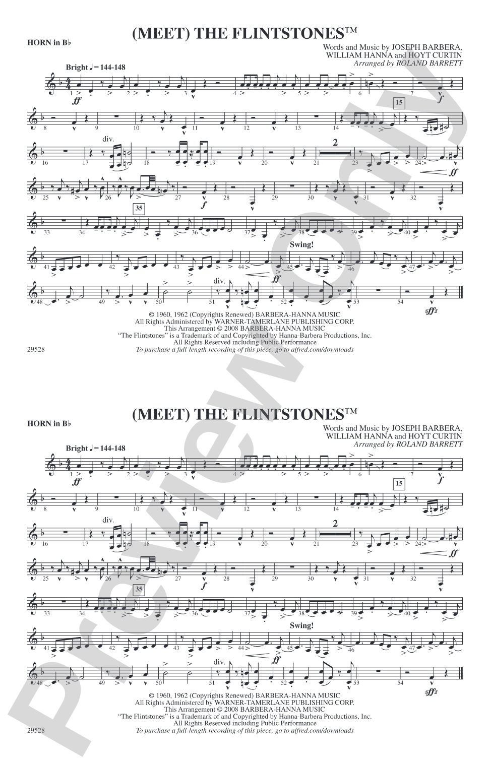 (Meet) The Flintstones: Horn in B flat