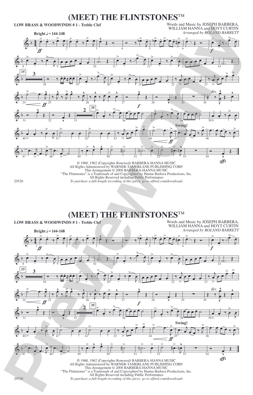 (Meet) The Flintstones: Low Brass & Woodwinds #1 - Treble Clef
