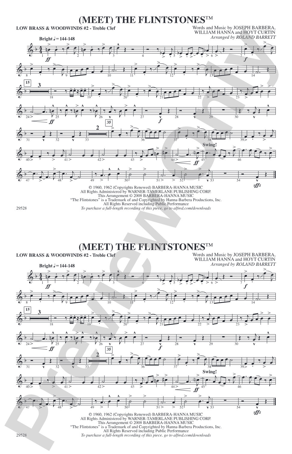 (Meet) The Flintstones: Low Brass & Woodwinds #2 - Treble Clef
