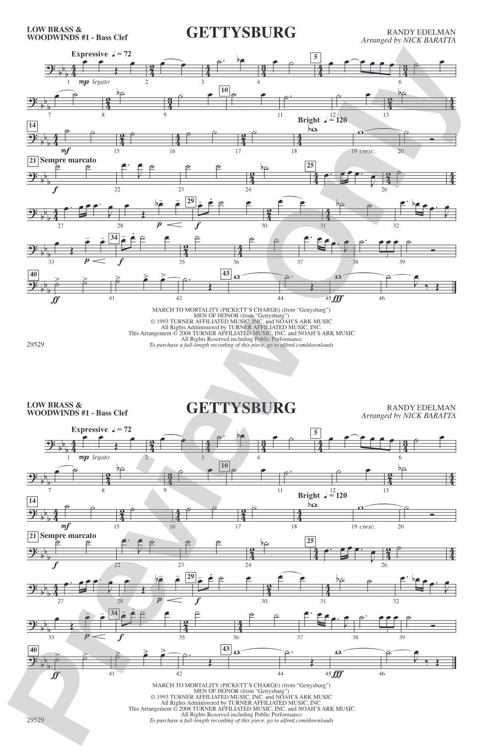 Gettysburg: Low Brass & Woodwinds #1 - Bass Clef