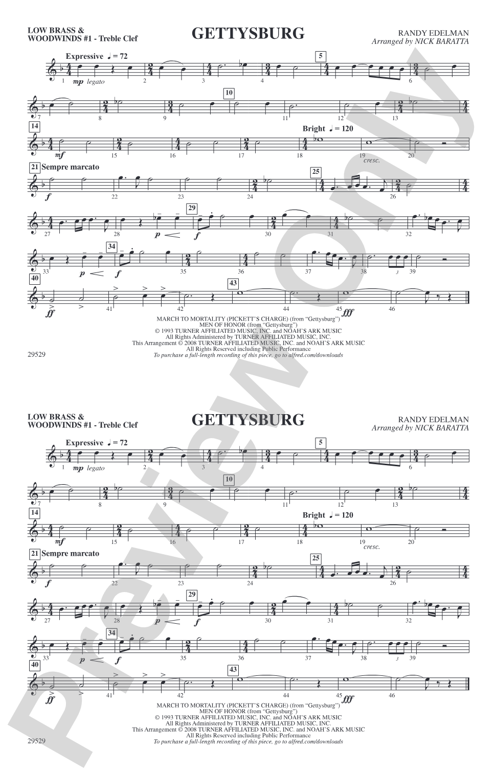 Gettysburg: Low Brass & Woodwinds #1 - Treble Clef