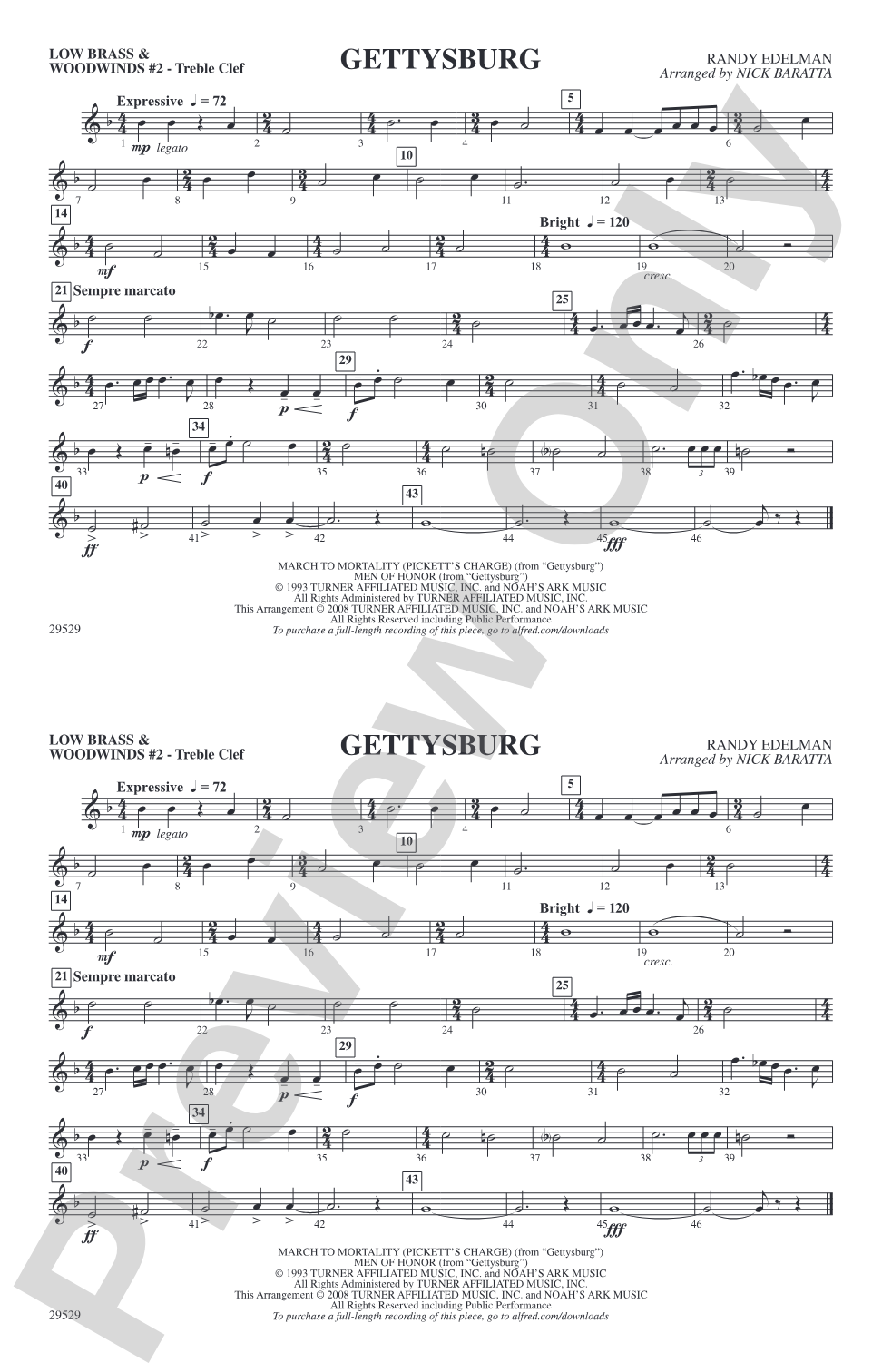 Gettysburg: Low Brass & Woodwinds #2 - Treble Clef