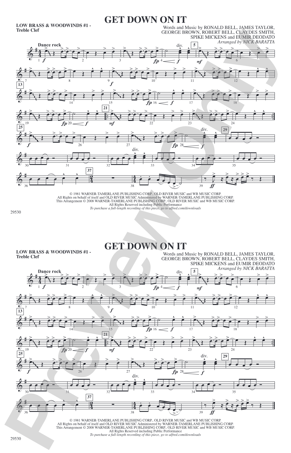 Get Down on It: Low Brass & Woodwinds #1 - Treble Clef