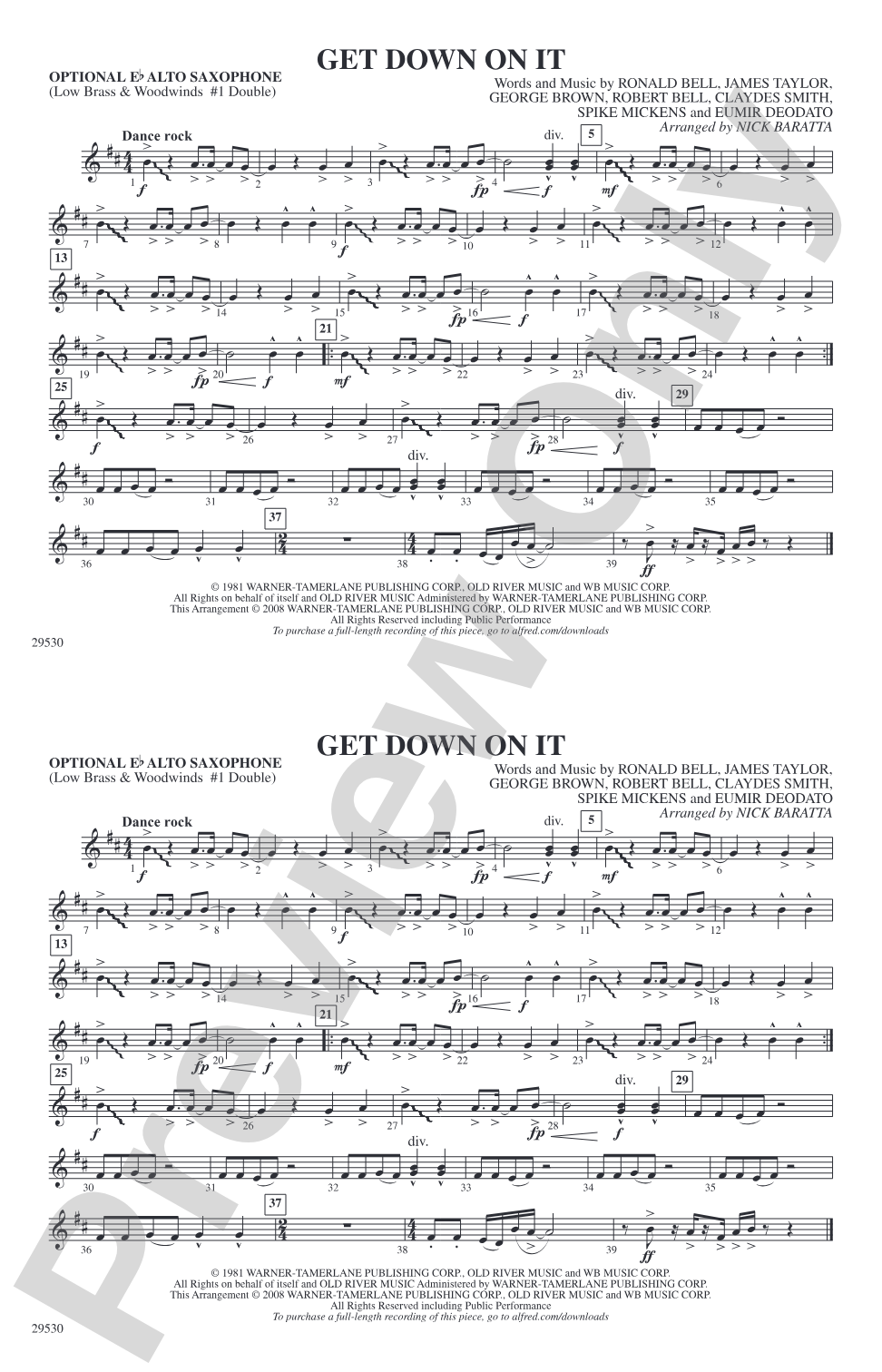 Get Down on It: Optional Alto Sax