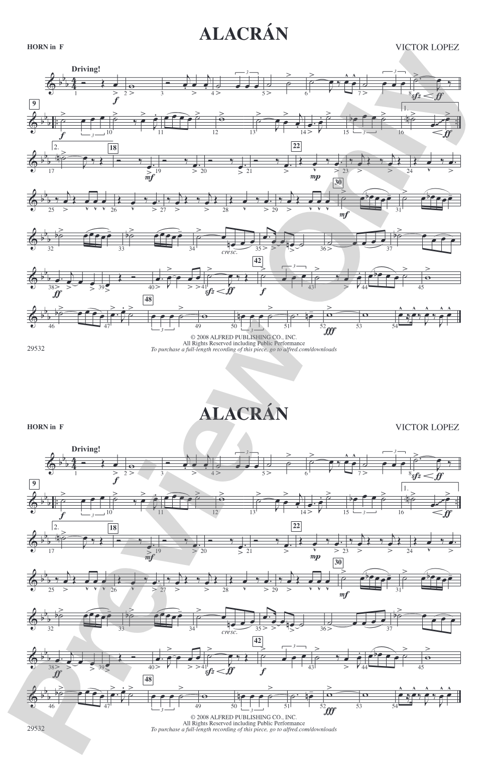 Alacrán: 1st F Horn