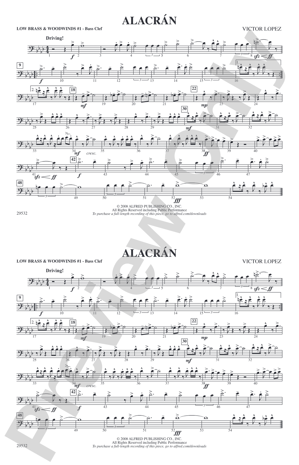 Alacrán: Low Brass & Woodwinds #1 - Bass Clef