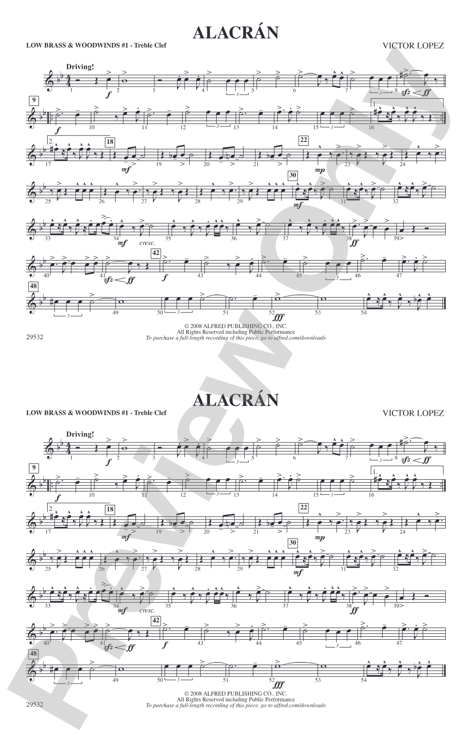 Alacrán: Low Brass & Woodwinds #1 - Treble Clef