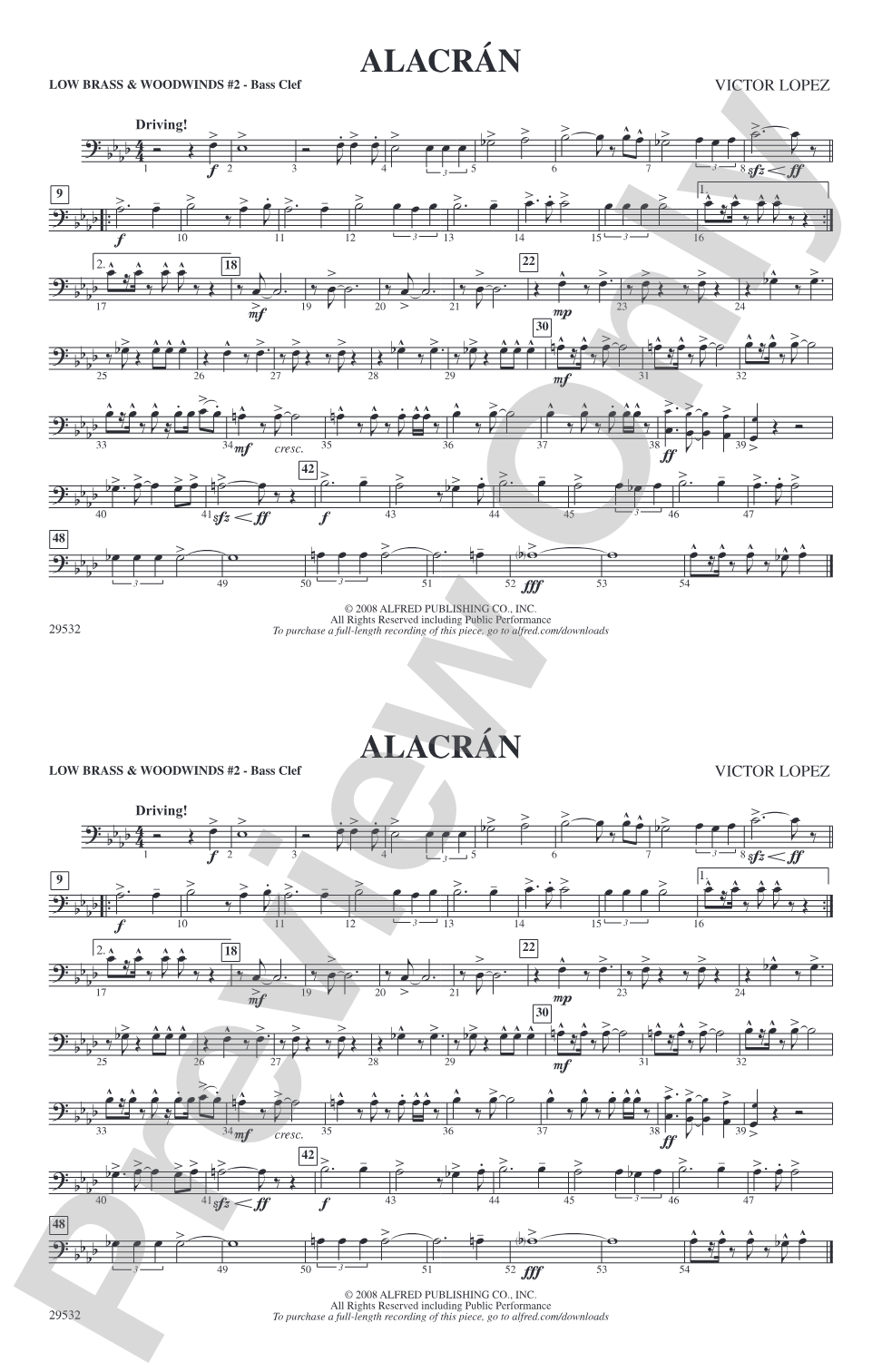 Alacrán: Low Brass & Woodwinds #2 - Bass Clef