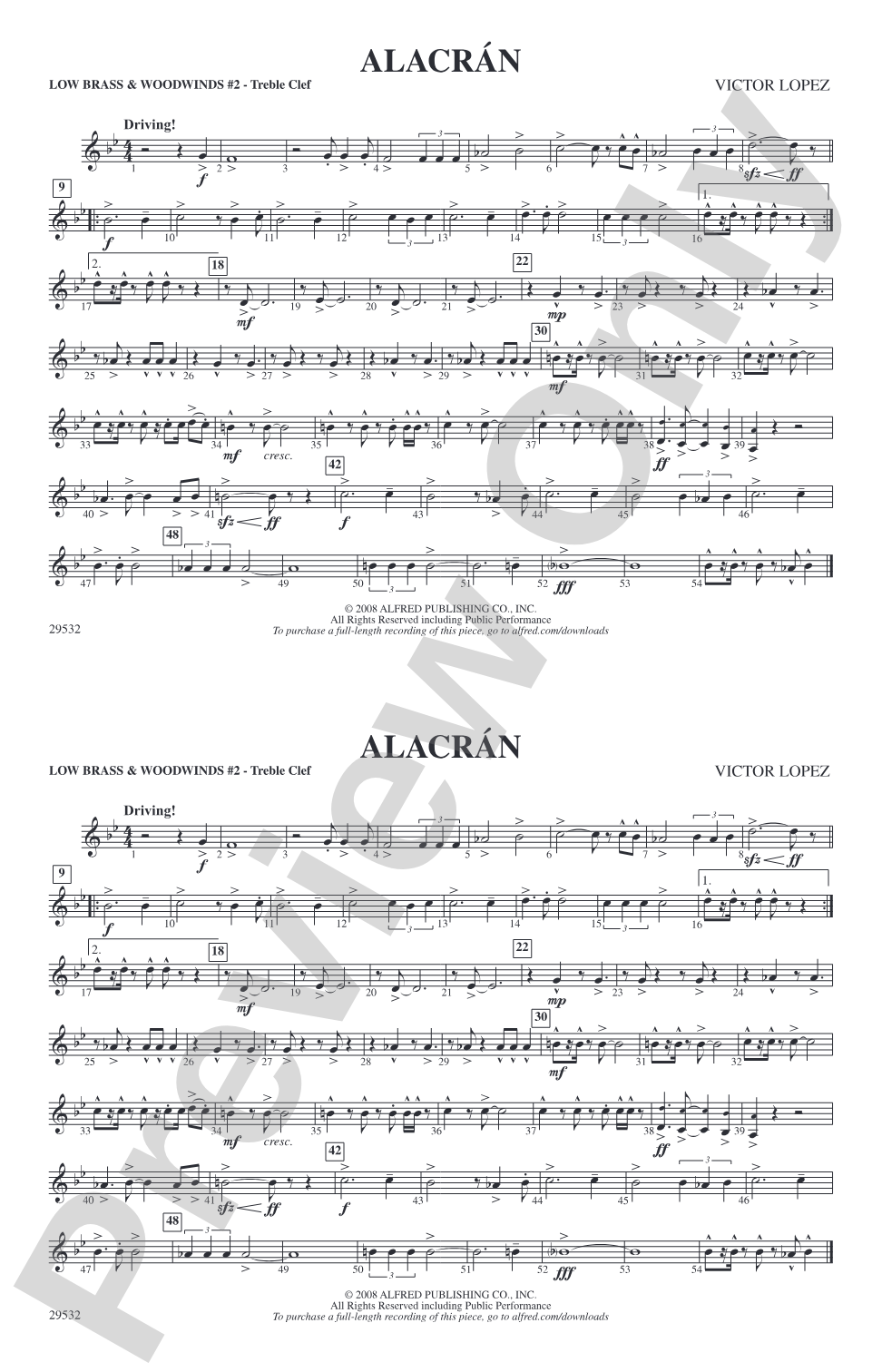 Alacrán: Low Brass & Woodwinds #2 - Treble Clef