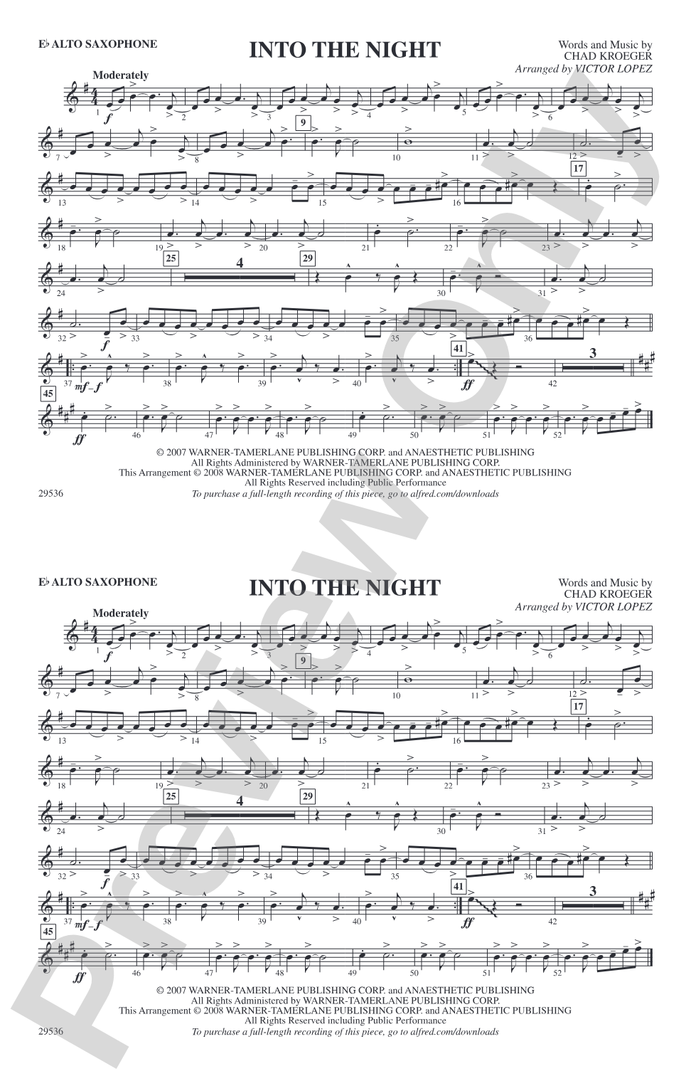 Into the Night: E-flat Alto Saxophone