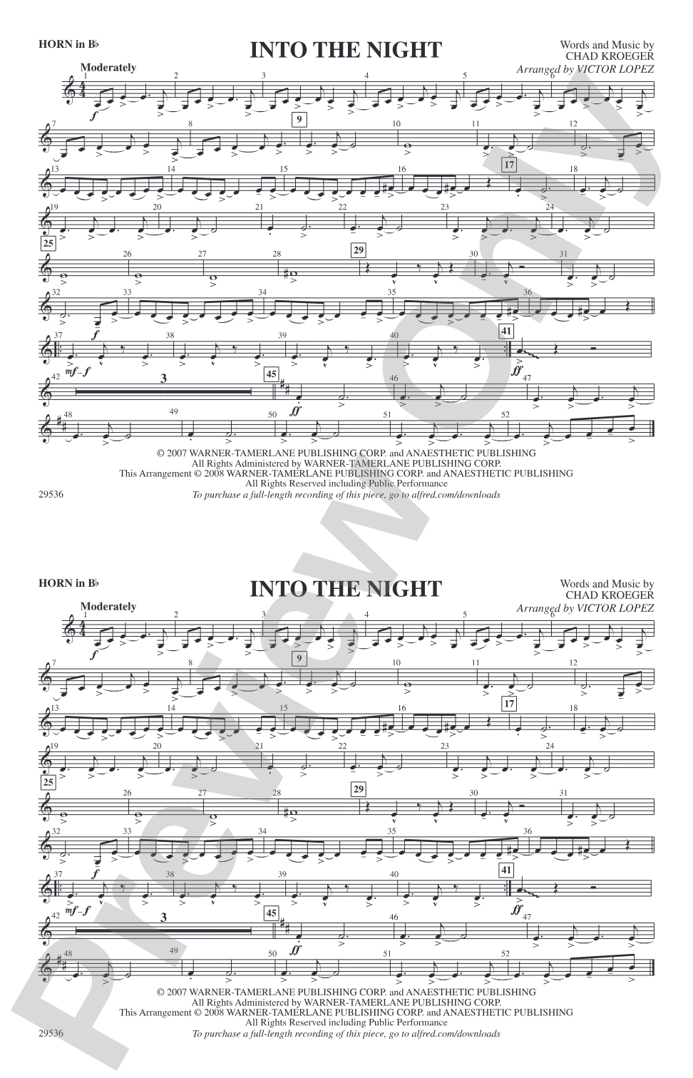 Into the Night: Horn in B flat