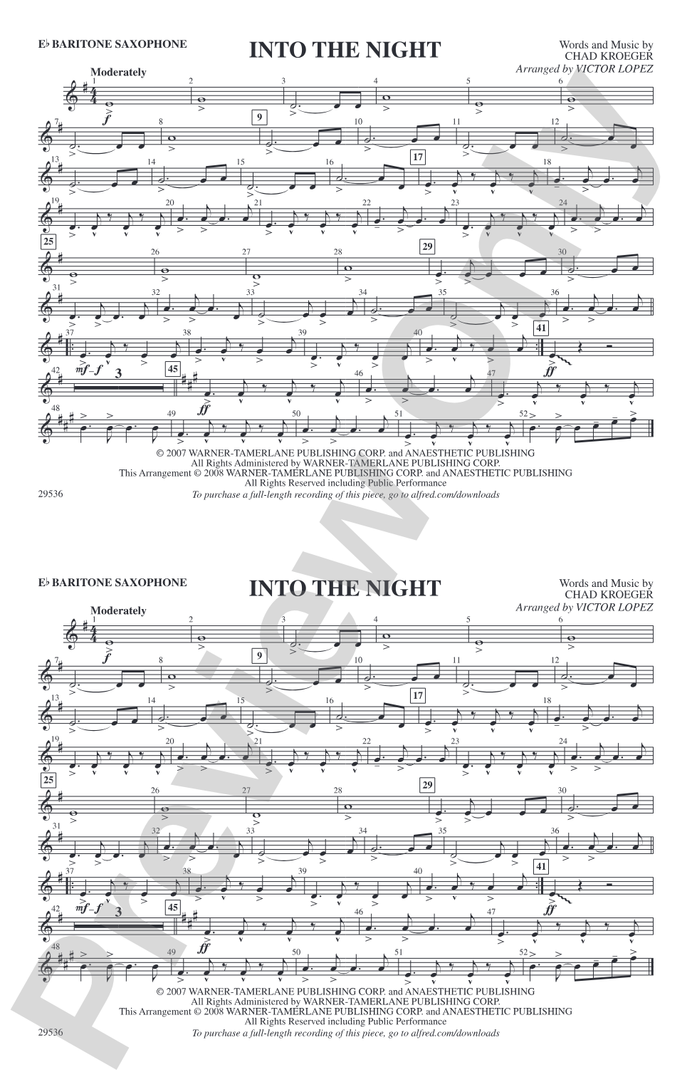 Into the Night: E-flat Baritone Saxophone