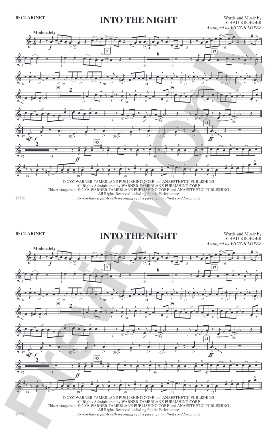 Into the Night: 1st B-flat Clarinet