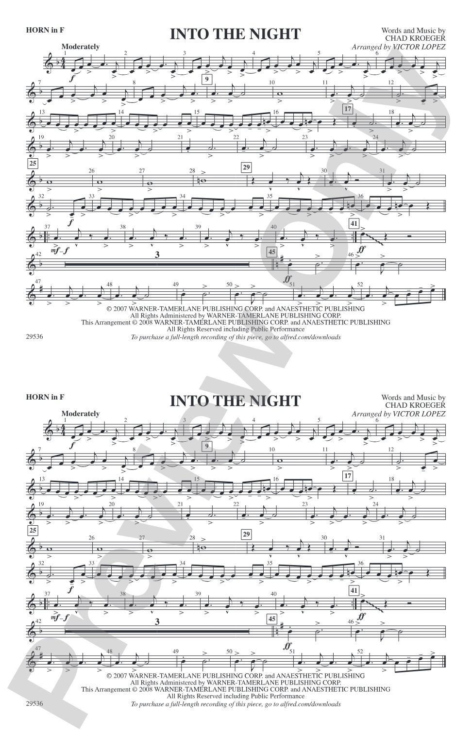Into the Night: 1st F Horn