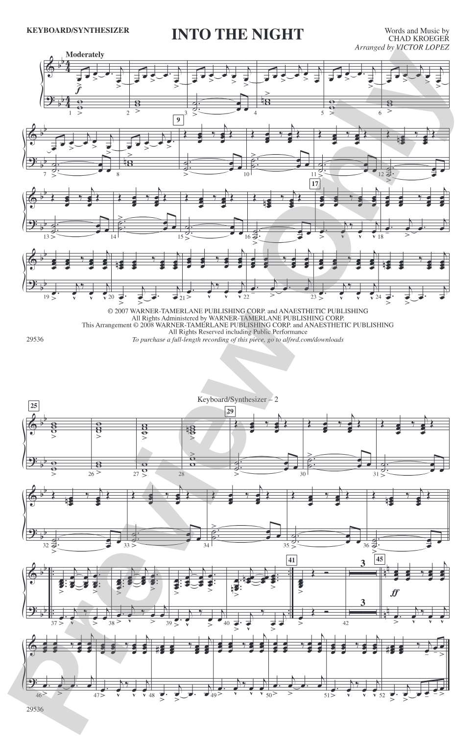 Into the Night: Keyboard/Synthesizer