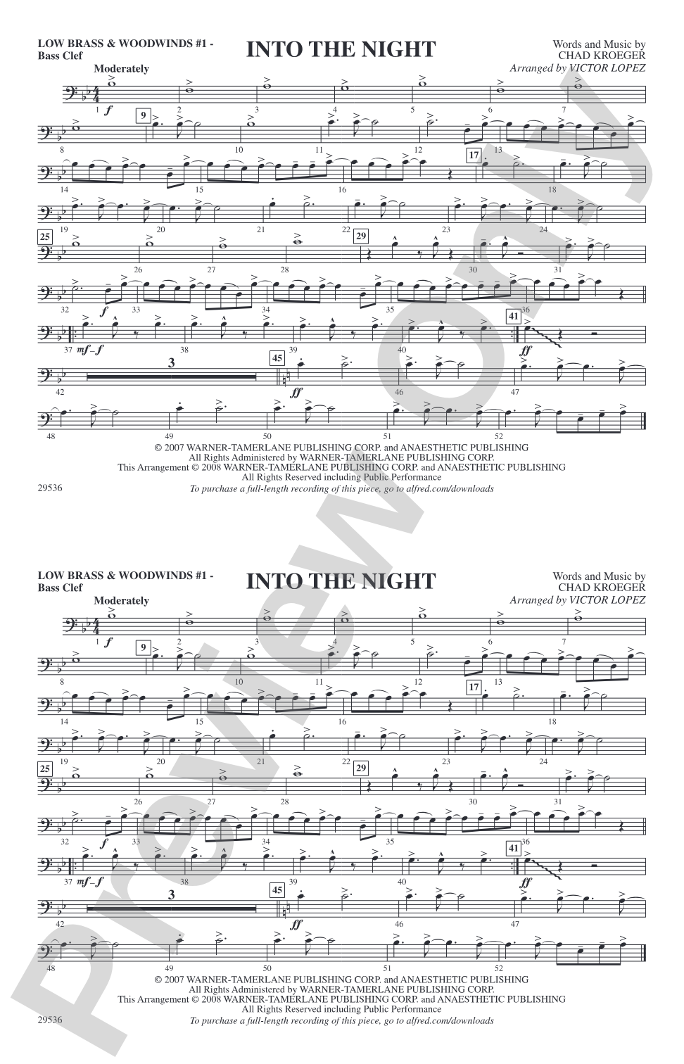 Into the Night: Low Brass & Woodwinds #1 - Bass Clef