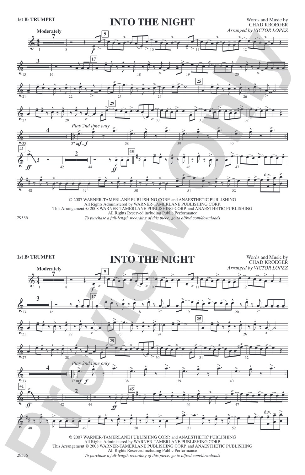 Into the Night: 1st B-flat Trumpet