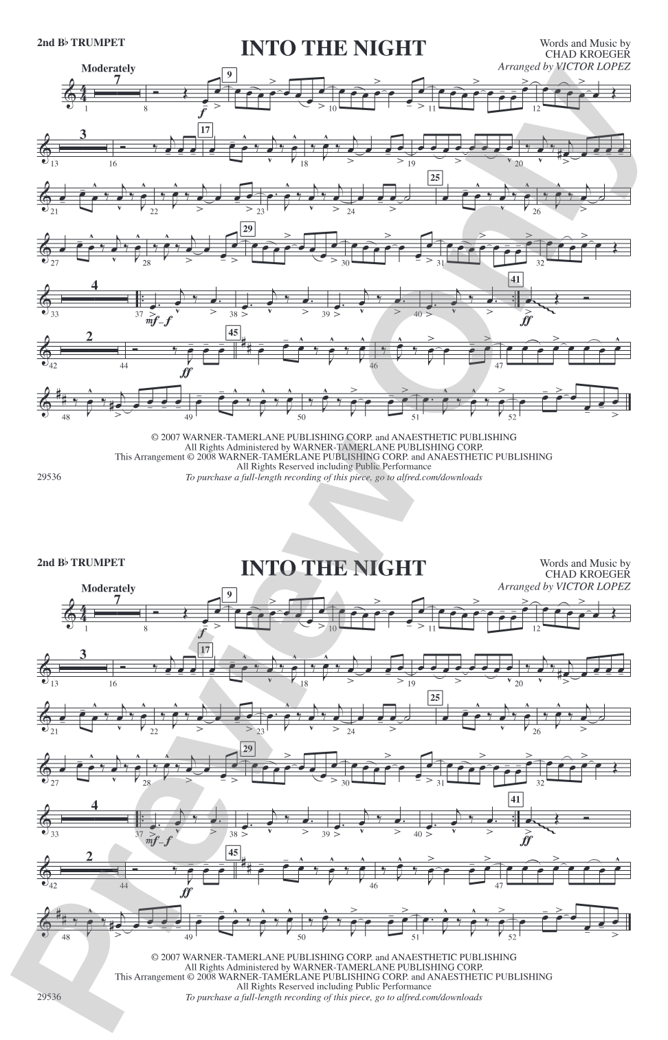 Into the Night: 2nd B-flat Trumpet