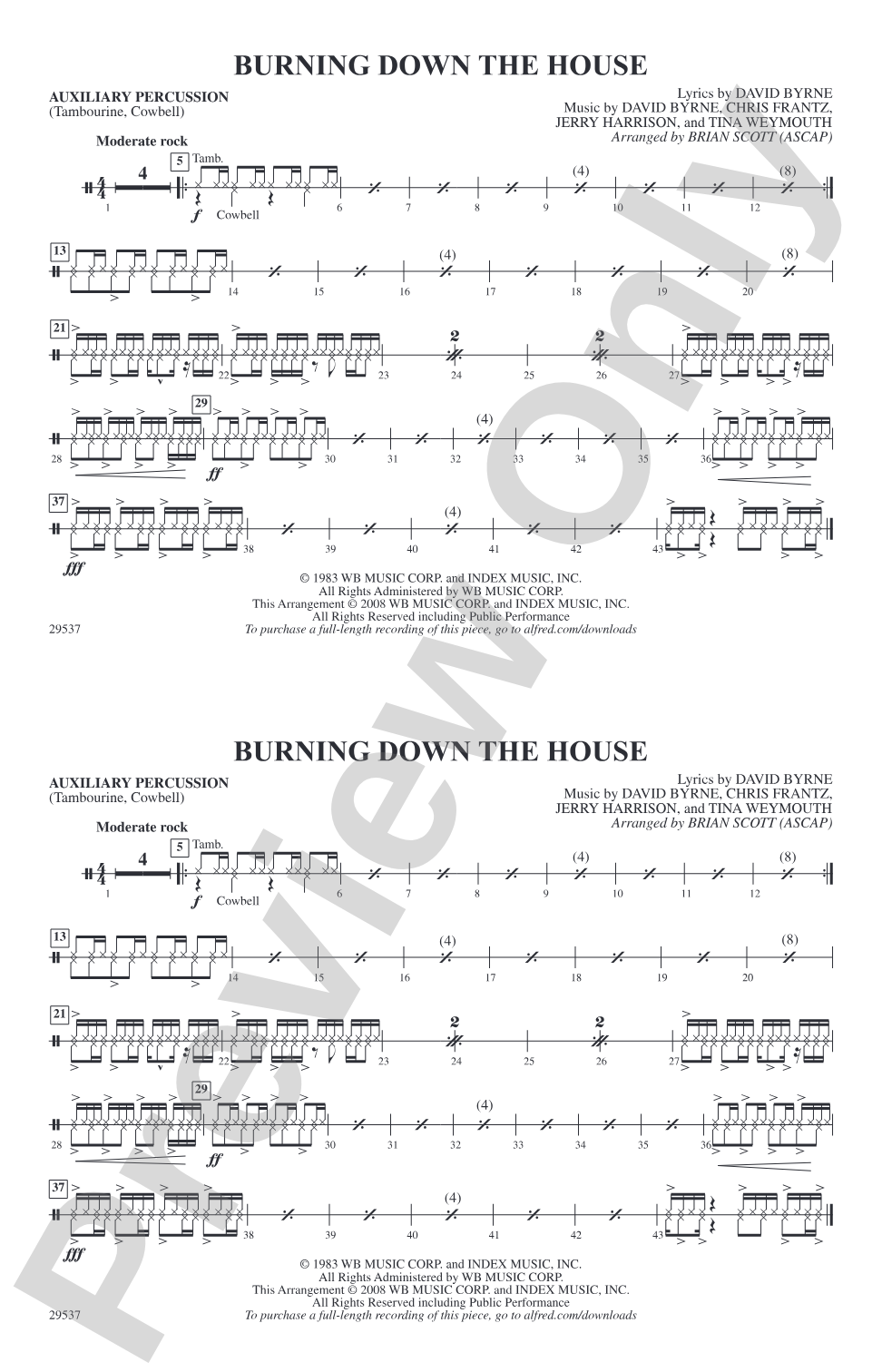 Burning Down the House: Auxiliary Percussion
