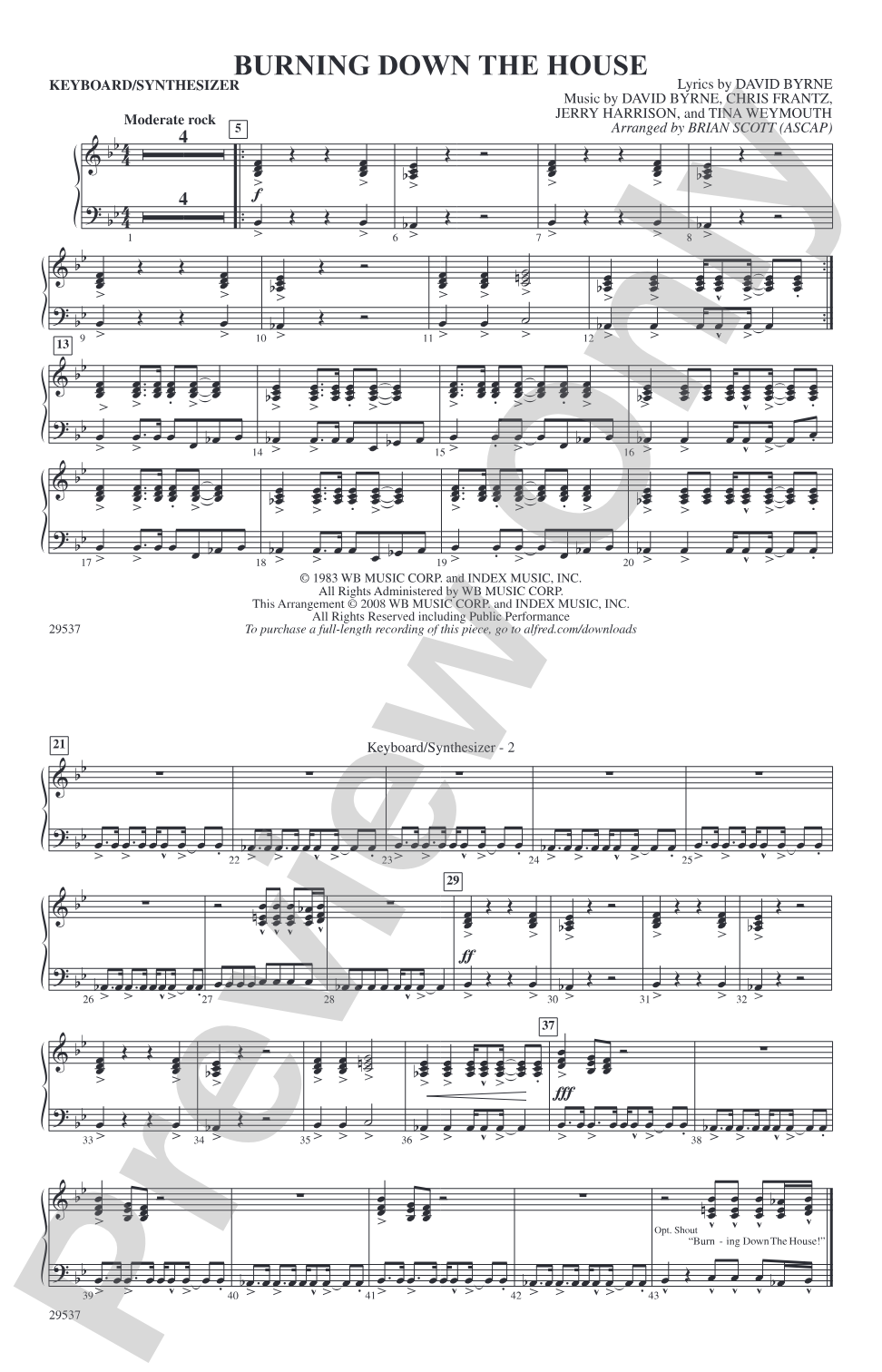 Burning Down the House: Keyboard/Synthesizer