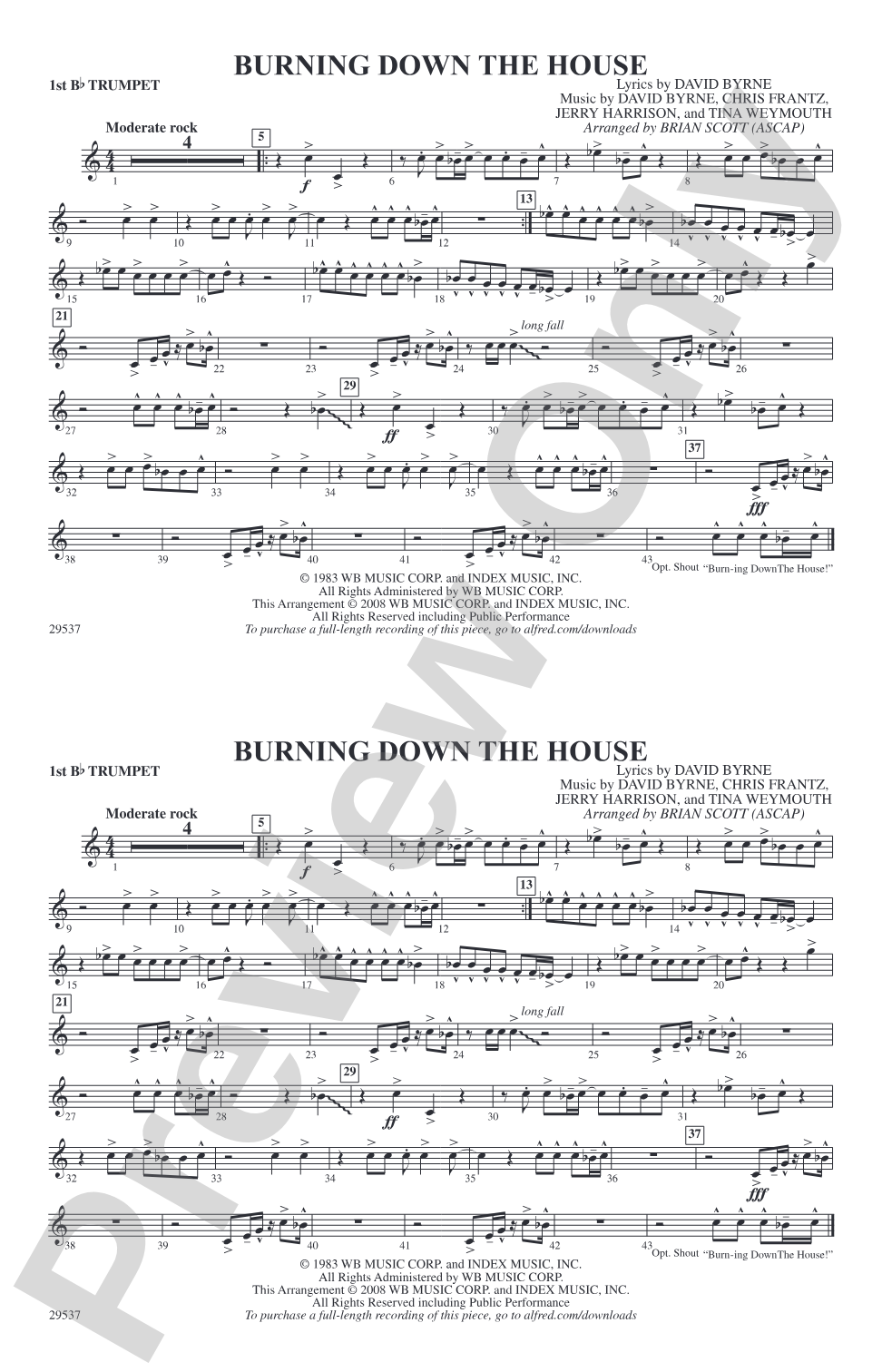 Burning Down the House: 1st B-flat Trumpet