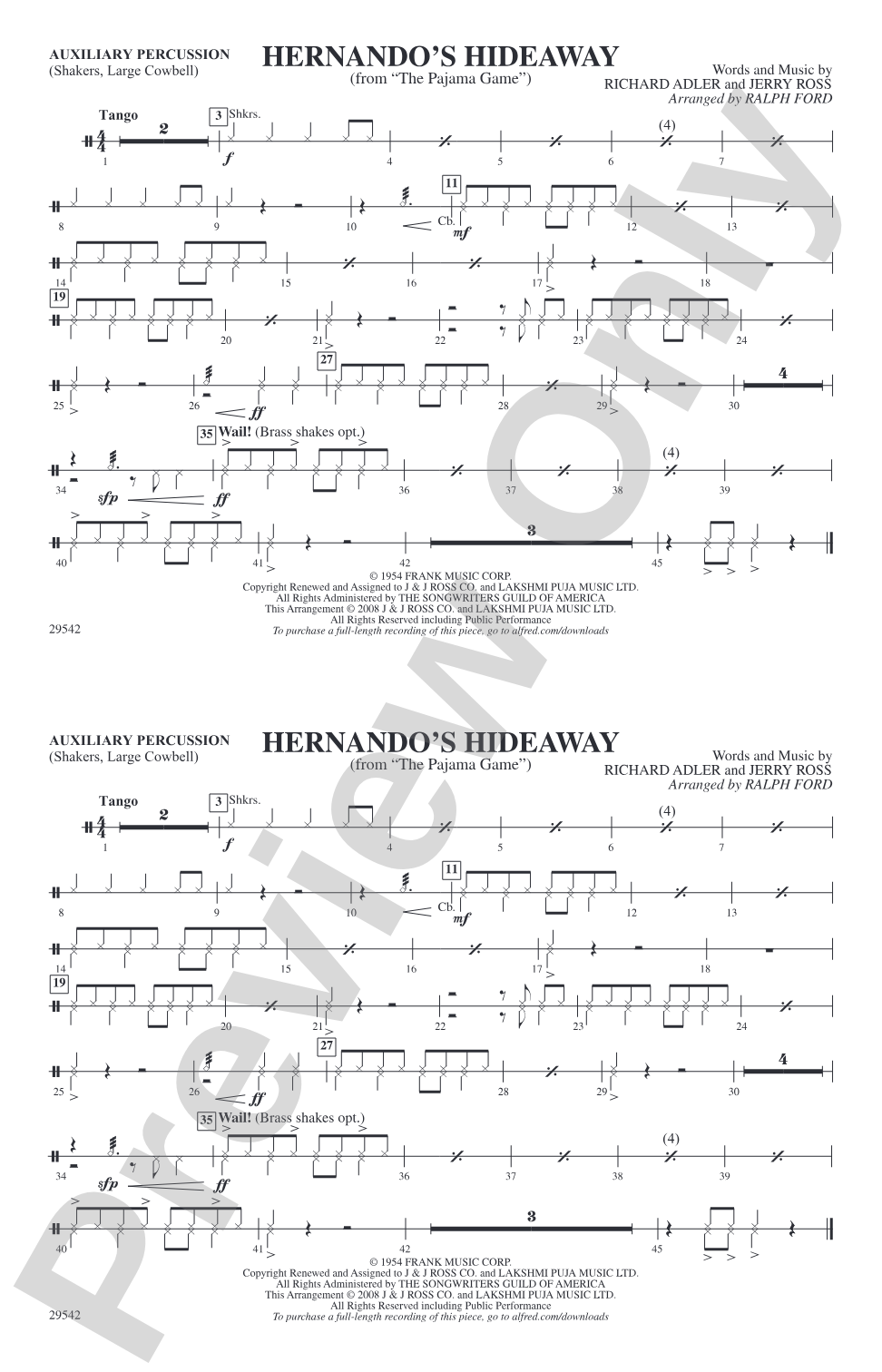 Hernando's Hideaway: Auxiliary Percussion 1