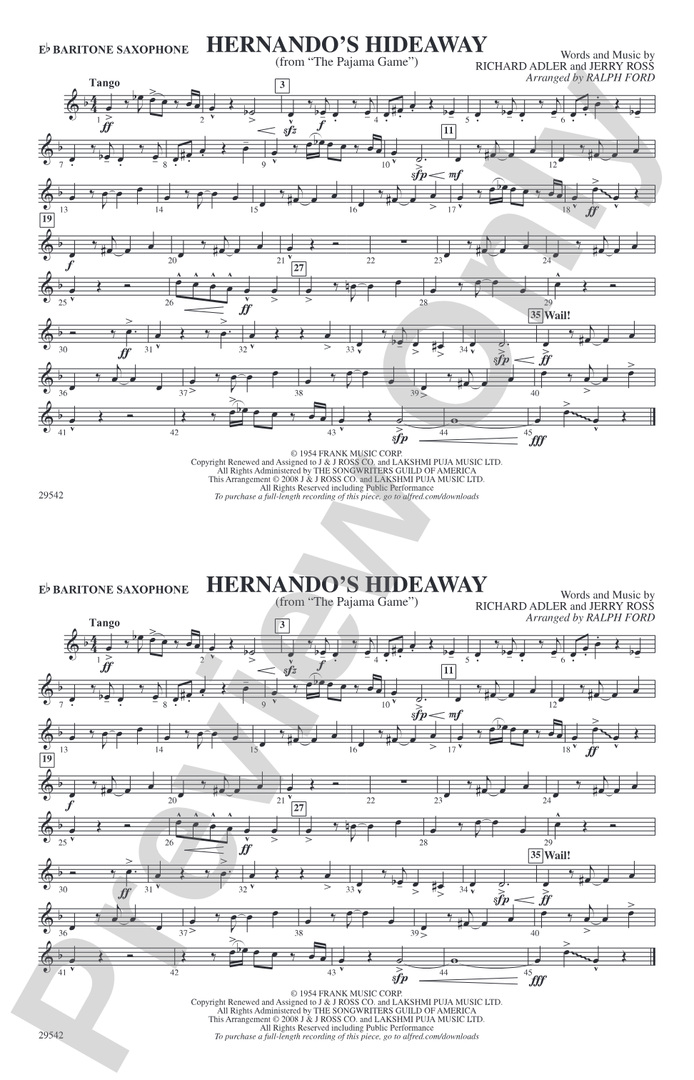 Hernando's Hideaway: E-flat Baritone Saxophone