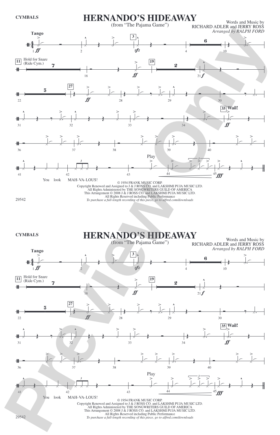 Hernando's Hideaway: Cymbals