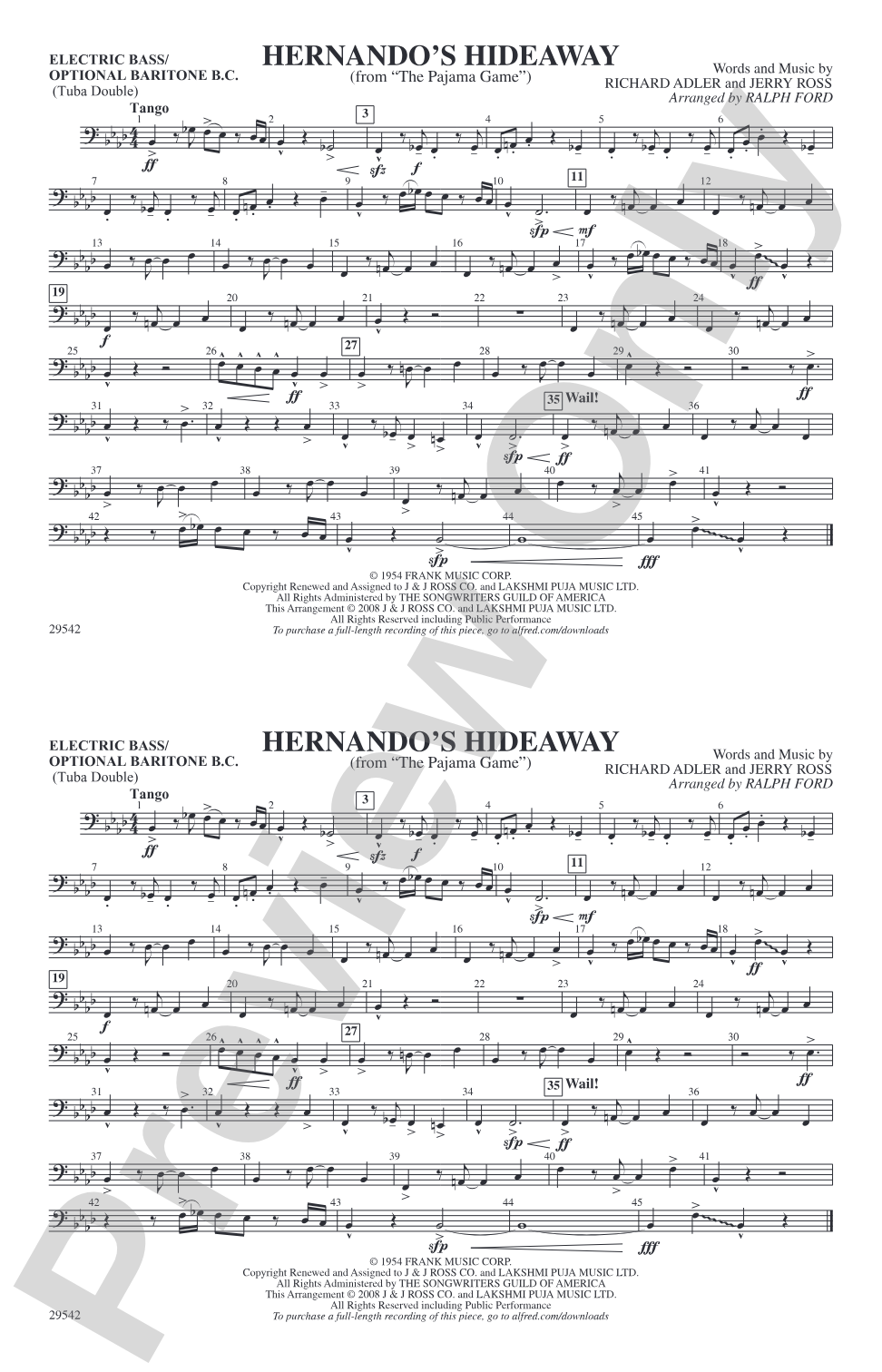 Hernando's Hideaway: Electric Bass