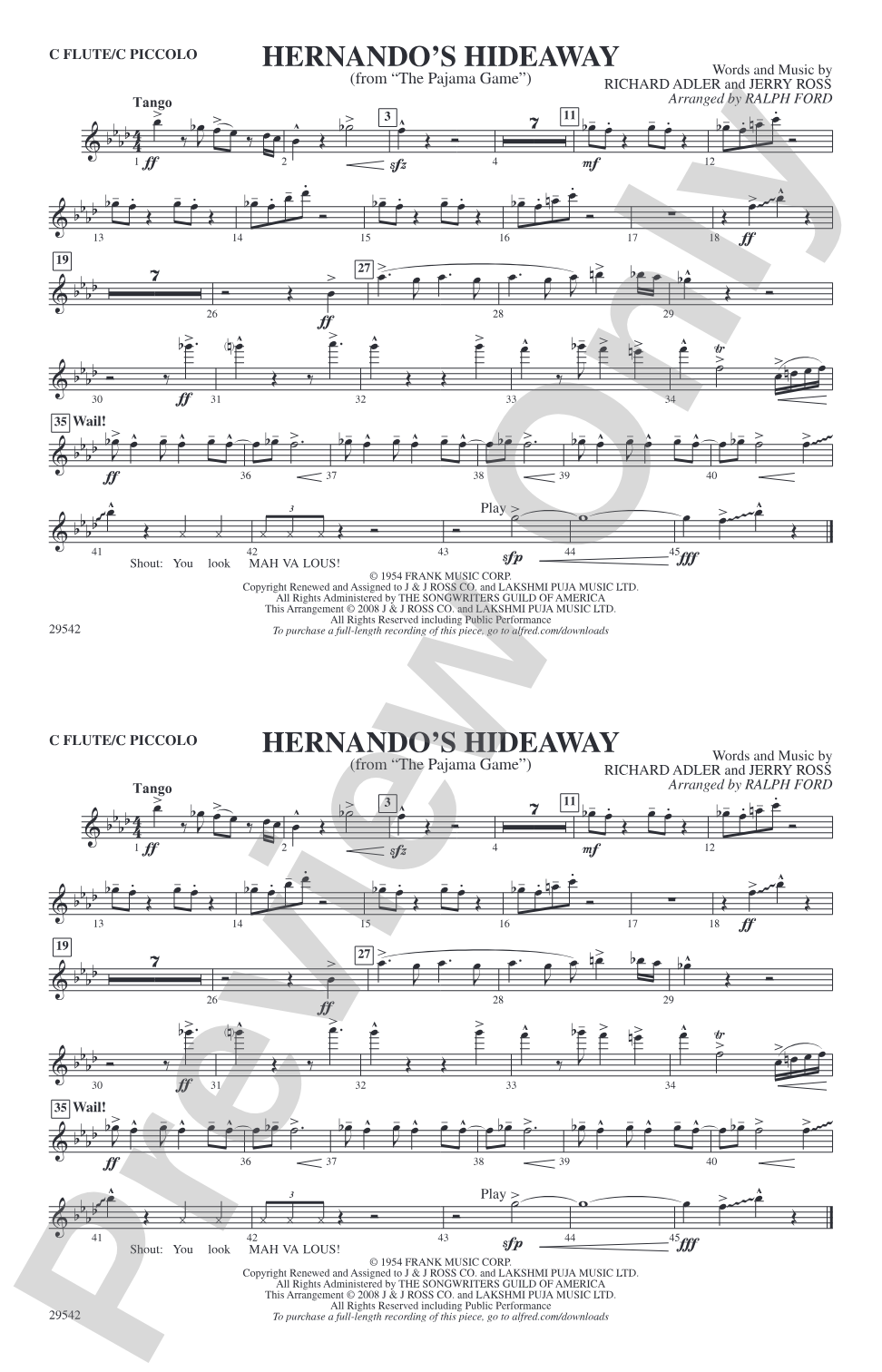 Hernando's Hideaway: Flute